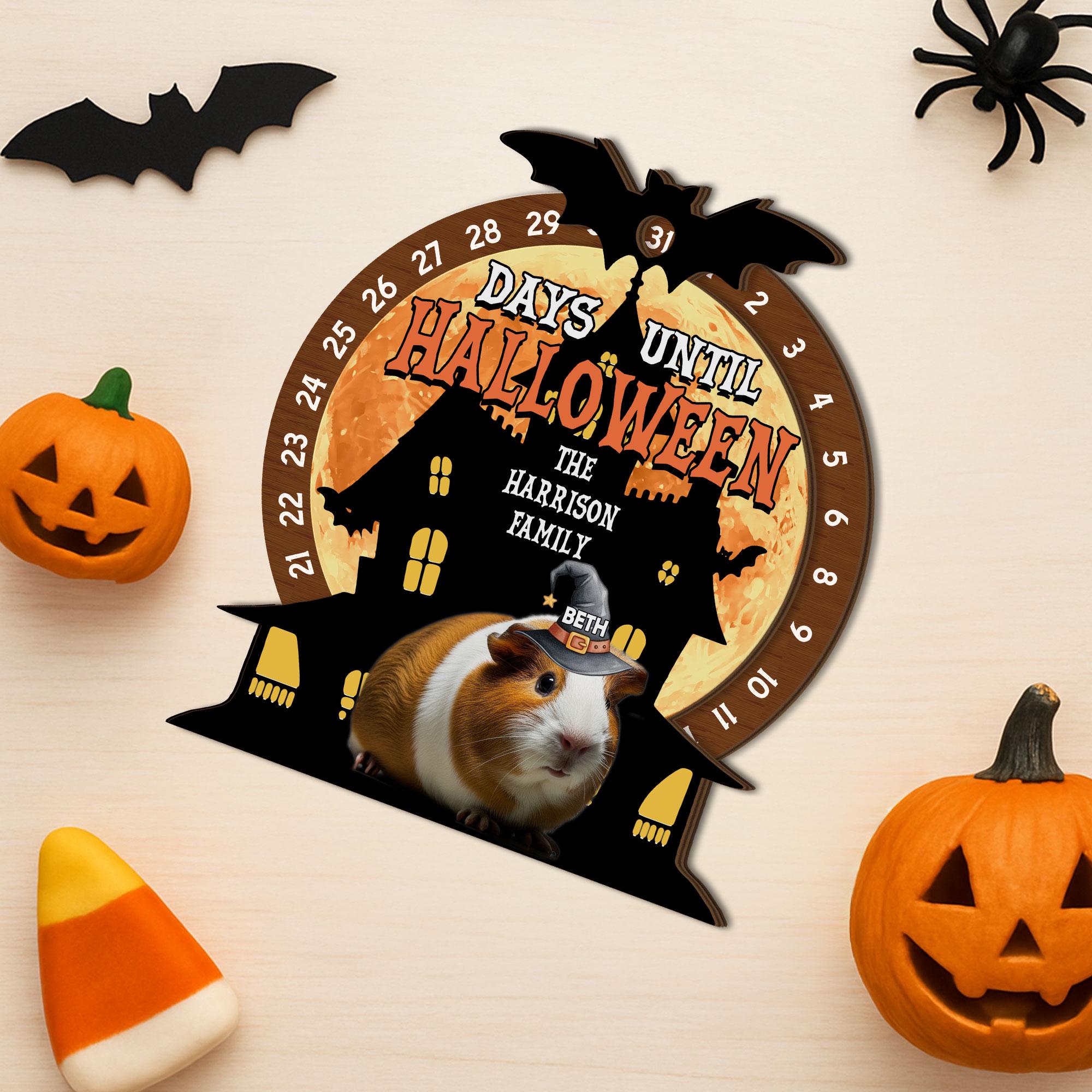 Personalized Guinea Pig Halloween Countdown Sign: Haunted House Decor