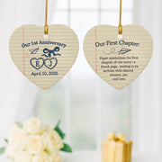 Personalized Ceramic Heart Ornament: 1st Anniversary Keepsake