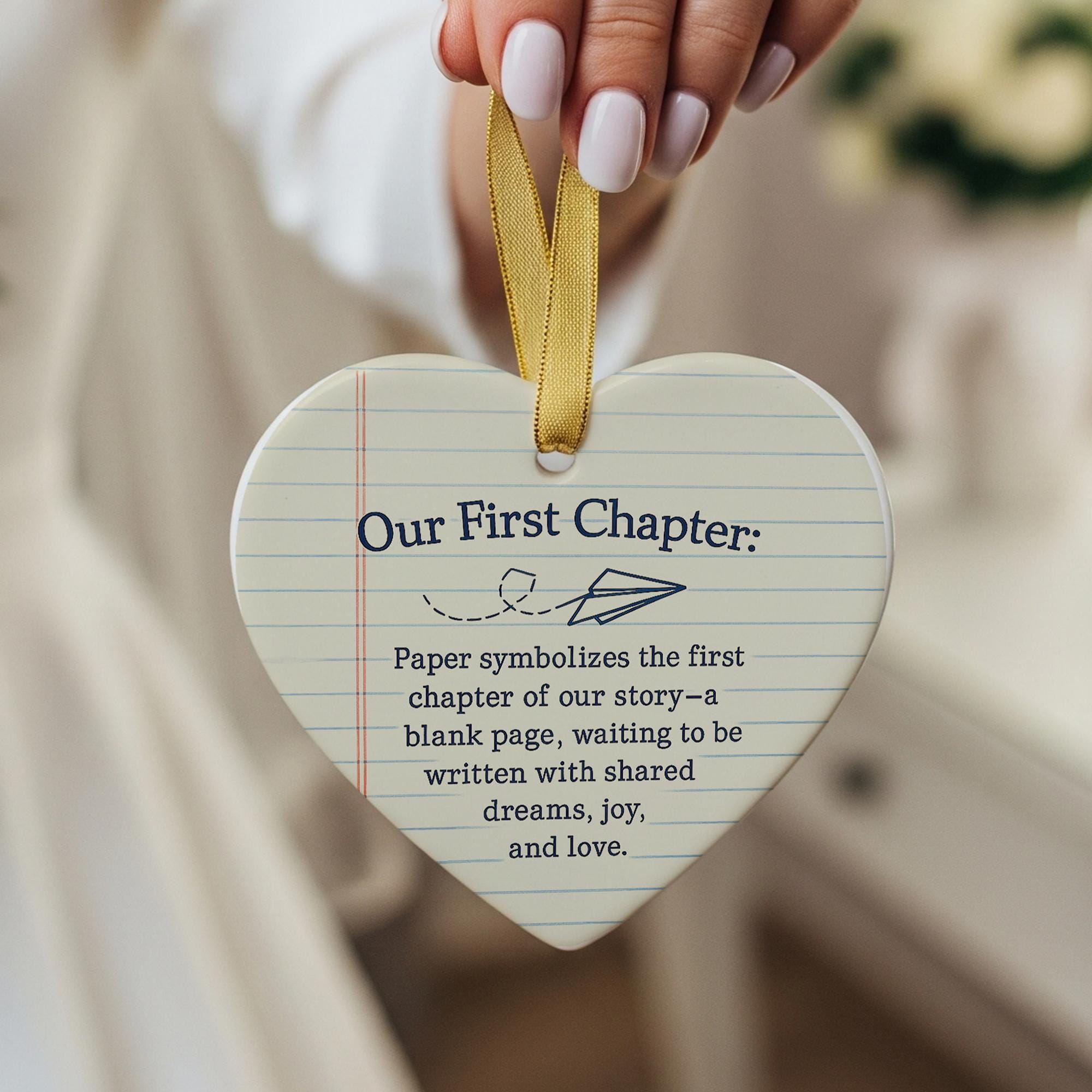 Personalized Ceramic Heart Ornament: 1st Anniversary Keepsake