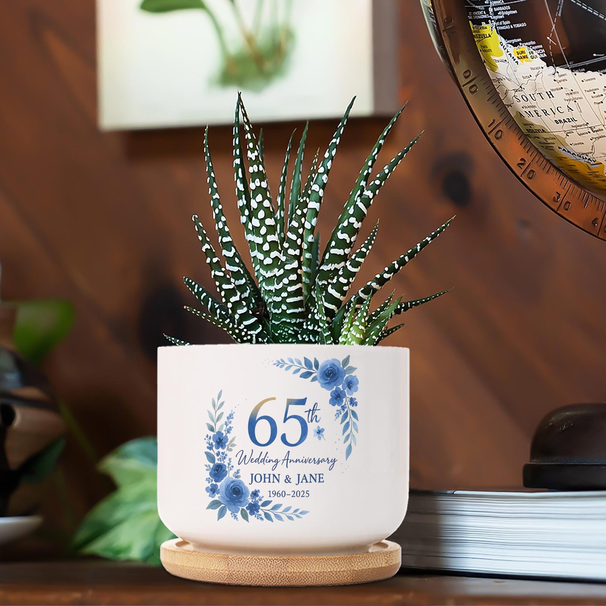 Personalized 65th Anniversary Plant Pot: Sapphire Wedding Keepsake