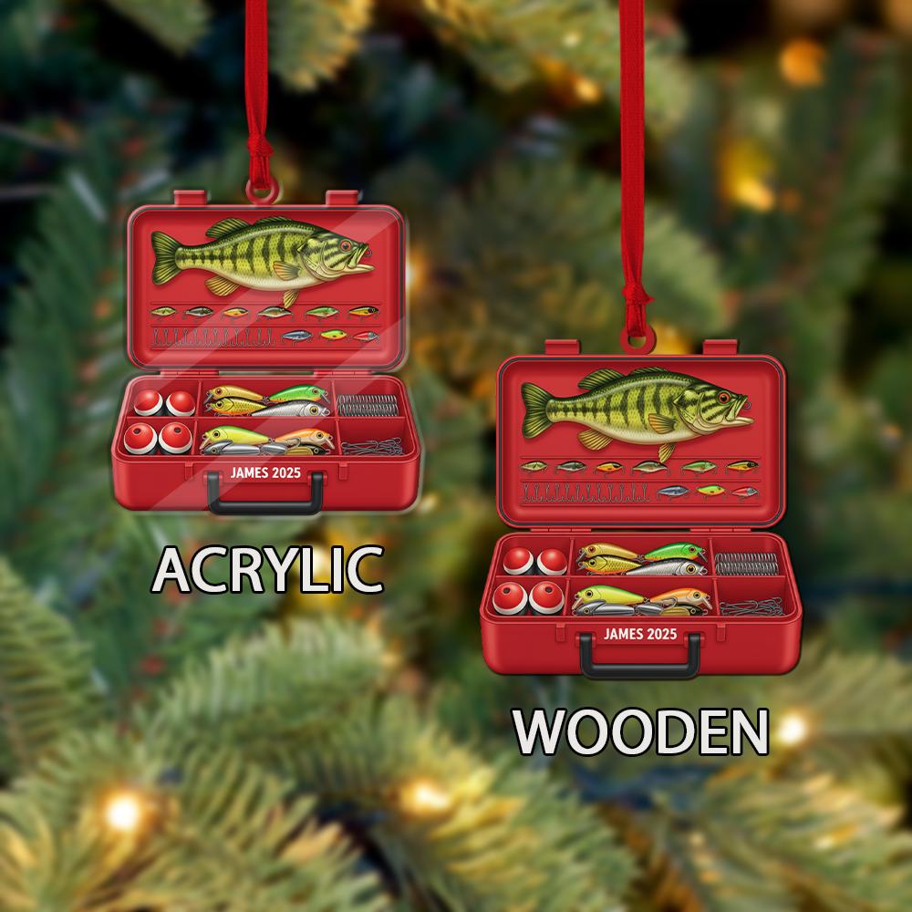 Personalized Fishing Ornament: Custom Tackle Box Gift, Angler Keepsake