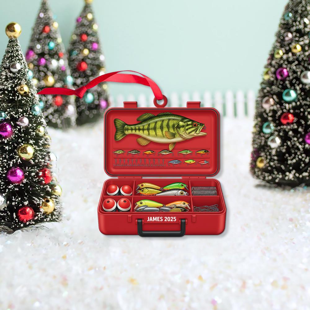 Personalized Fishing Ornament: Custom Tackle Box Gift, Angler Keepsake