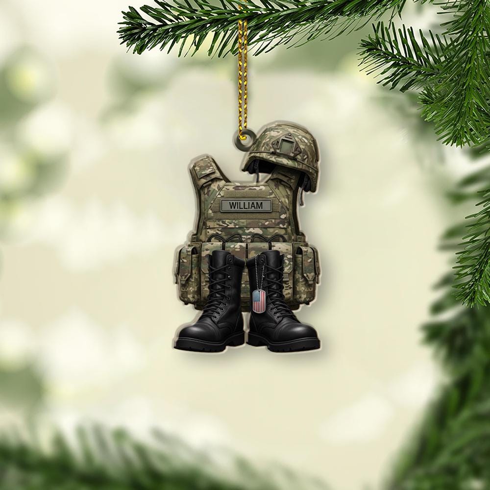 Personalized Military Ornament: Army Soldier Keepsake, Veteran Gift