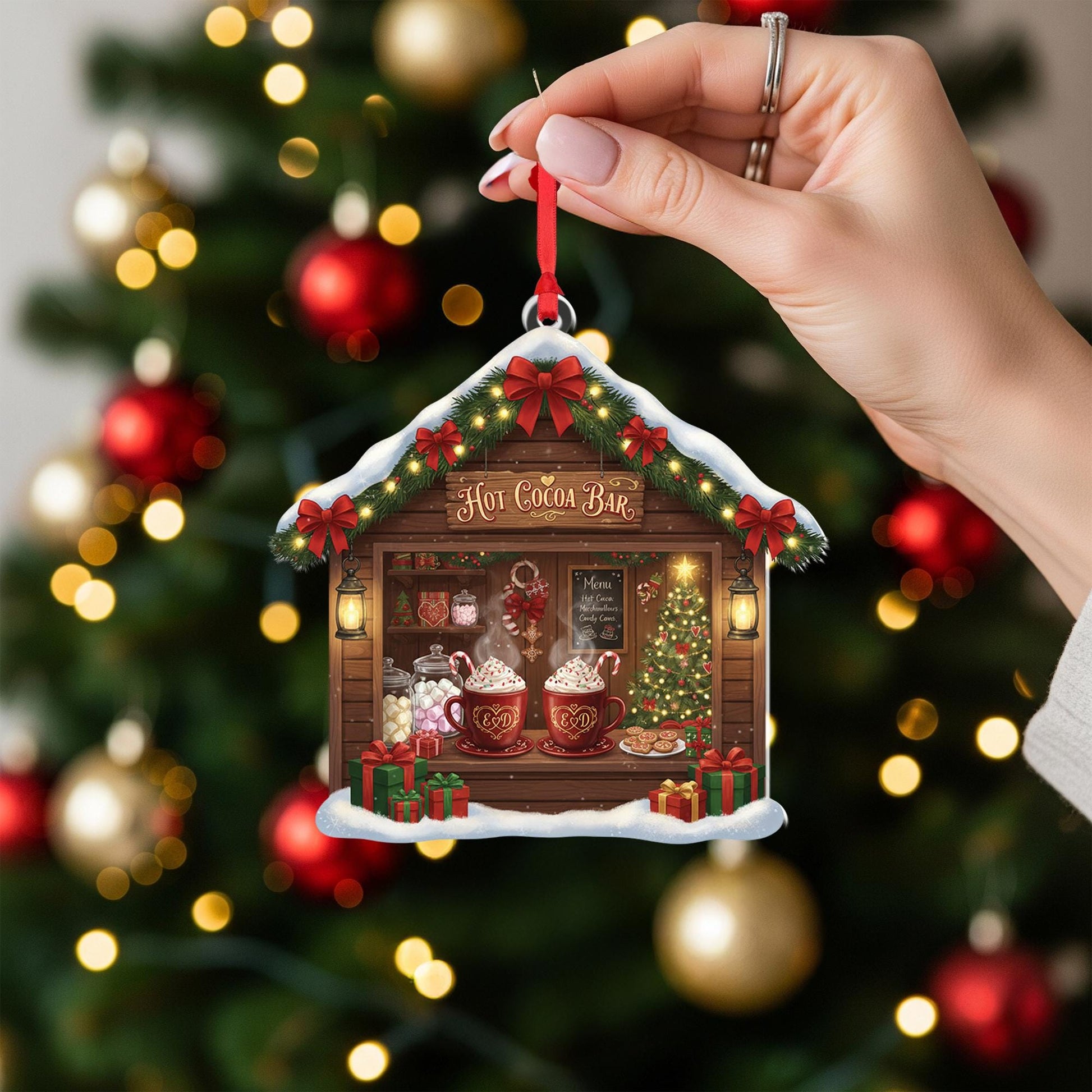 Custom Hot Cocoa Bar Christmas Ornament: Cozy Holiday Decor