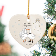Personalized Wedding Ornament: Mr & Mrs Geese Heart Keepsake - Custom 2025