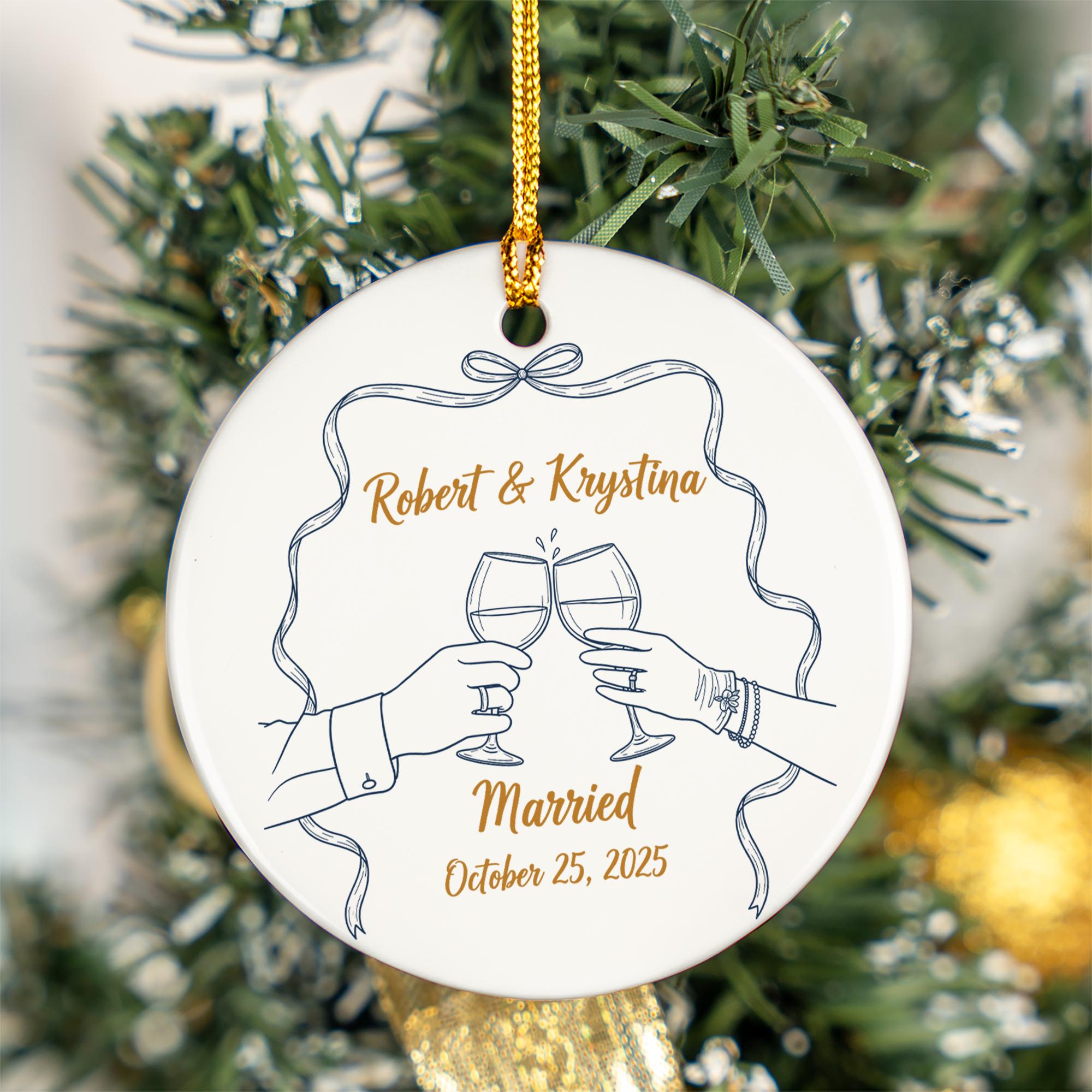 Personalized Wedding Ornament: Custom Newlywed Keepsake, Names & Date