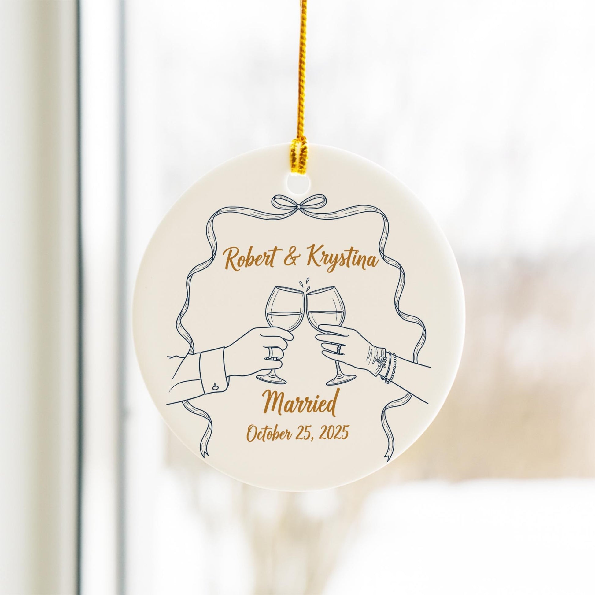 Personalized Wedding Ornament: Custom Newlywed Keepsake, Names & Date