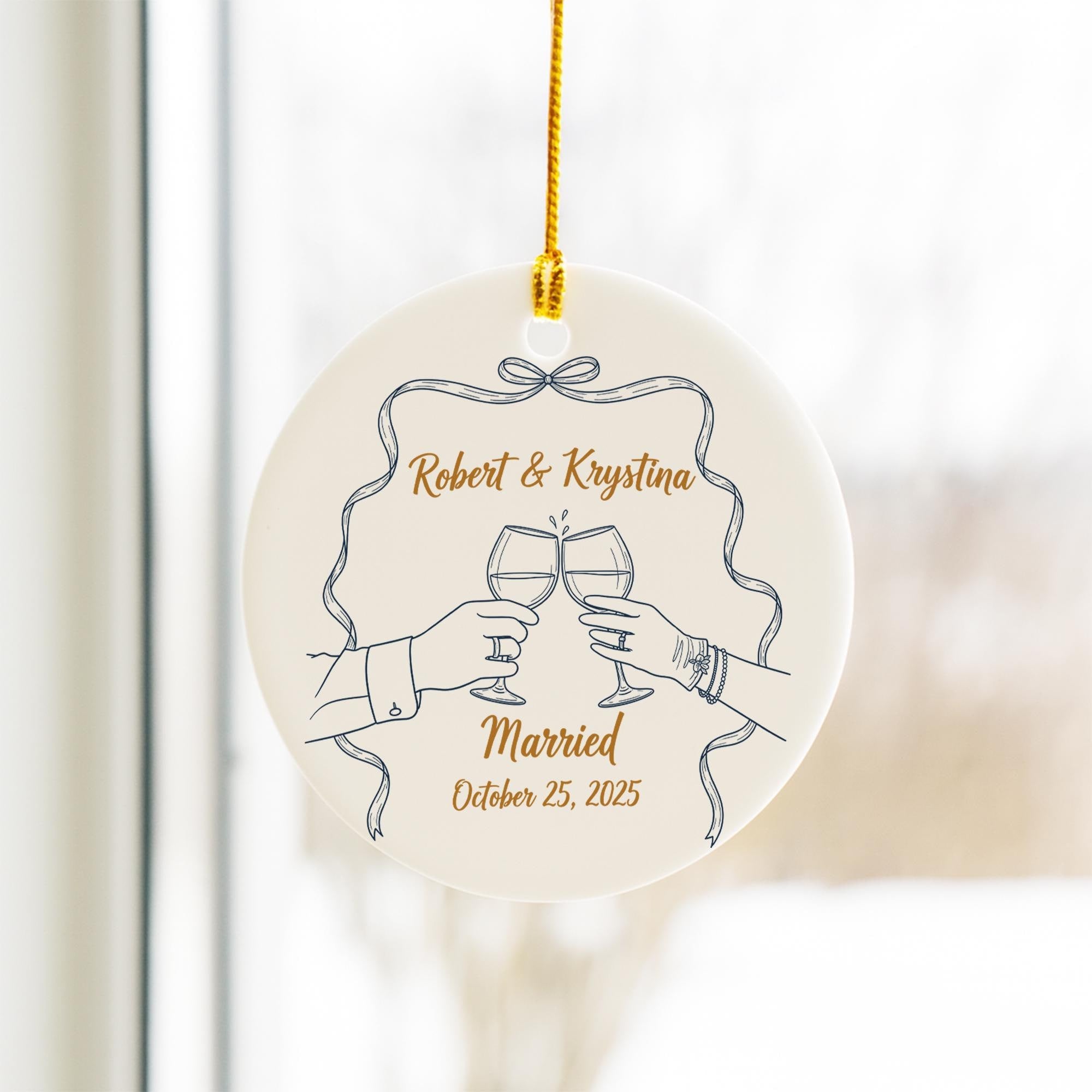 Personalized Wedding Ornament: Custom Newlywed Keepsake, Names & Date