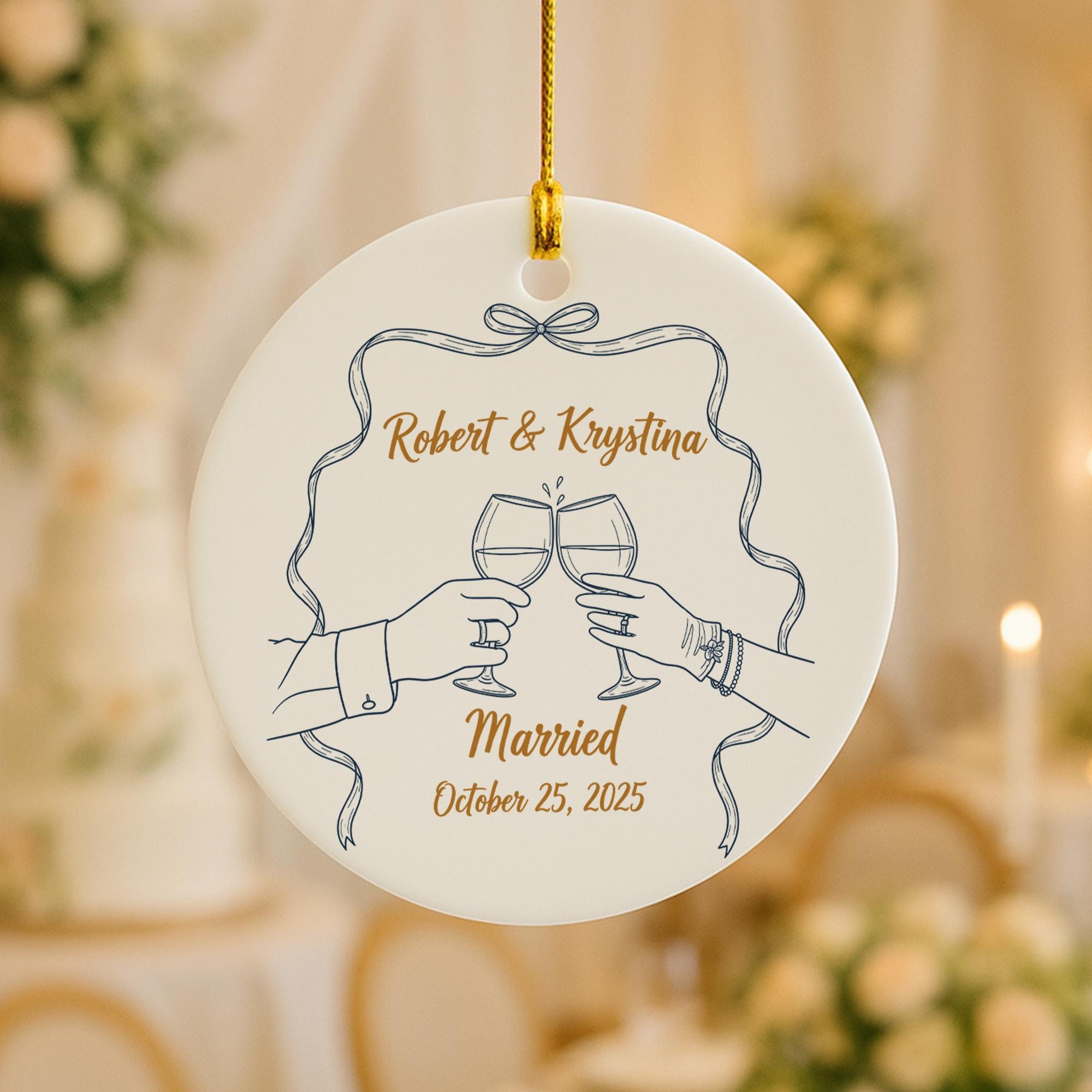 Personalized Wedding Ornament: Custom Newlywed Keepsake, Names & Date