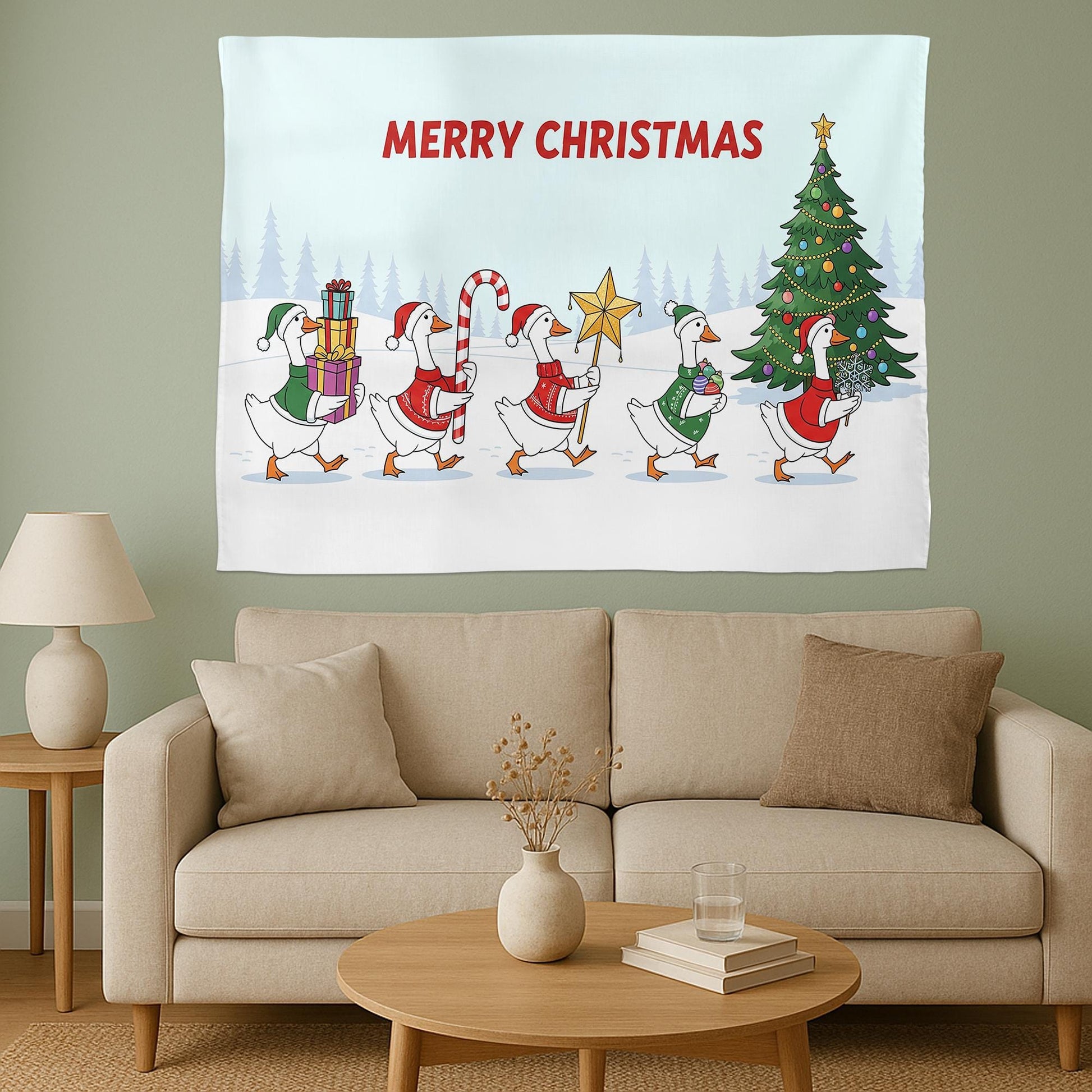 Christmas Goose Tapestry: Funny Holiday Farmhouse Wall Decor