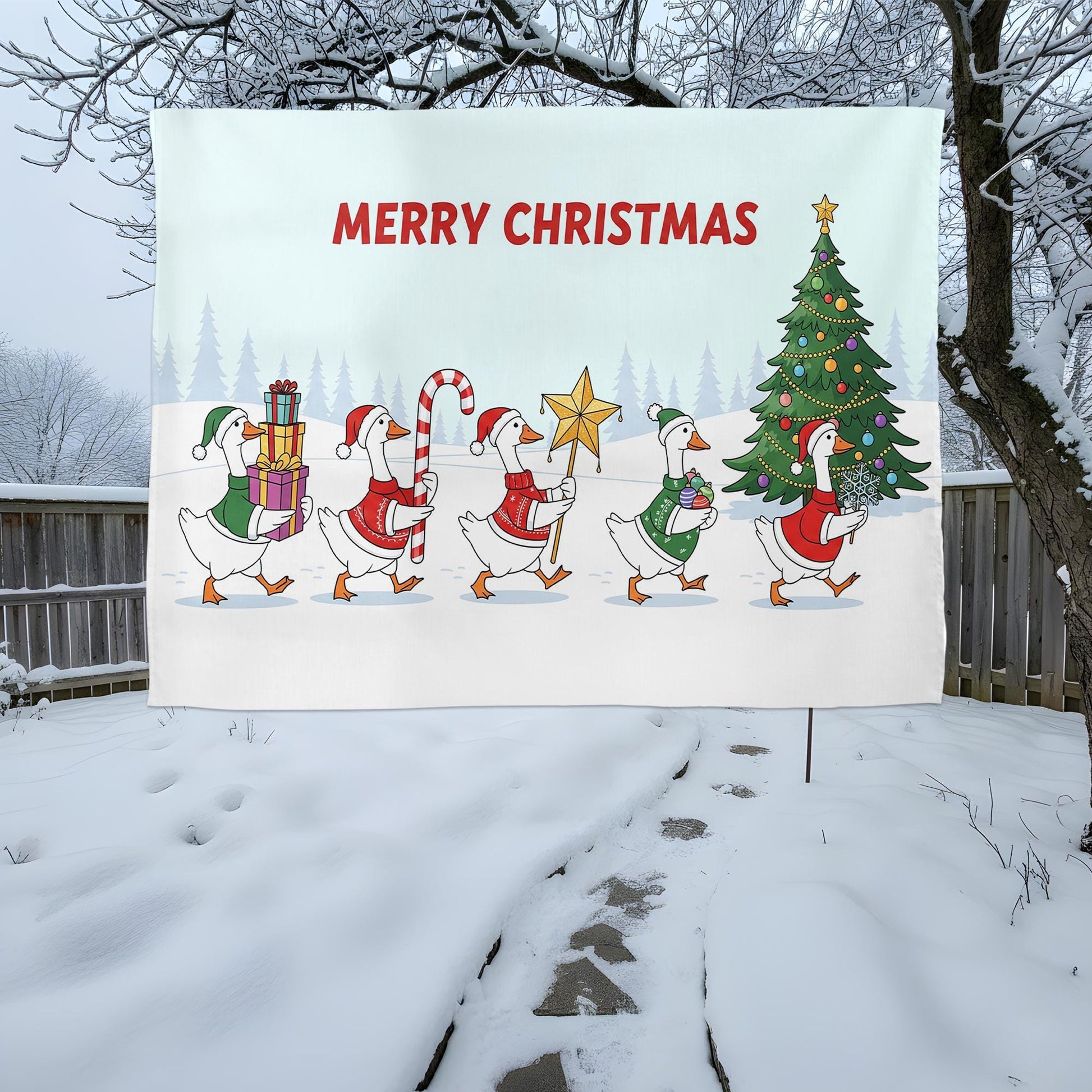Christmas Goose Tapestry: Funny Holiday Farmhouse Wall Decor