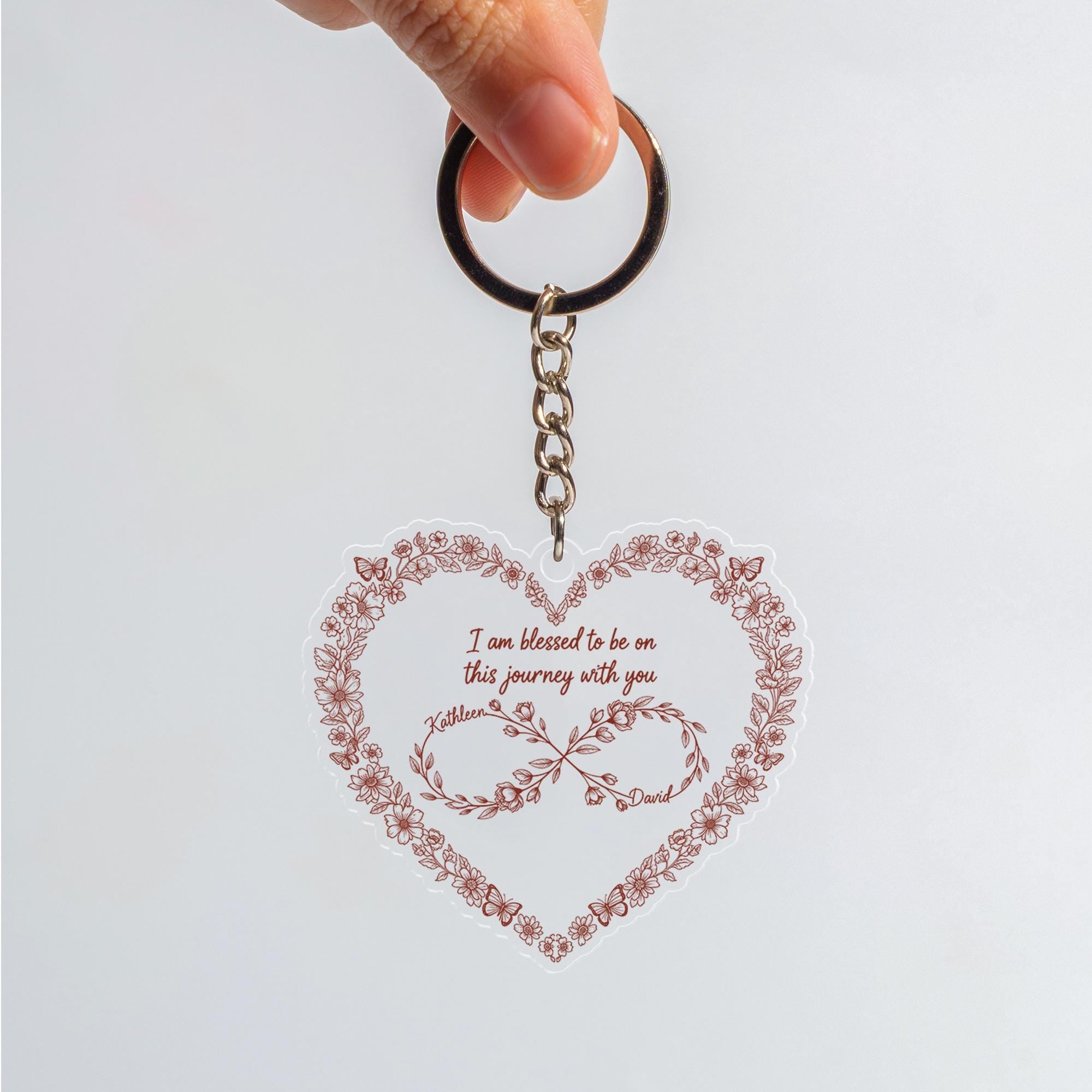 Custom Heart Keychain, Personalized Couple Keyring with Names & Quote, Romantic Gift for Anniversary, Wedding Favor, Love Keepsake
