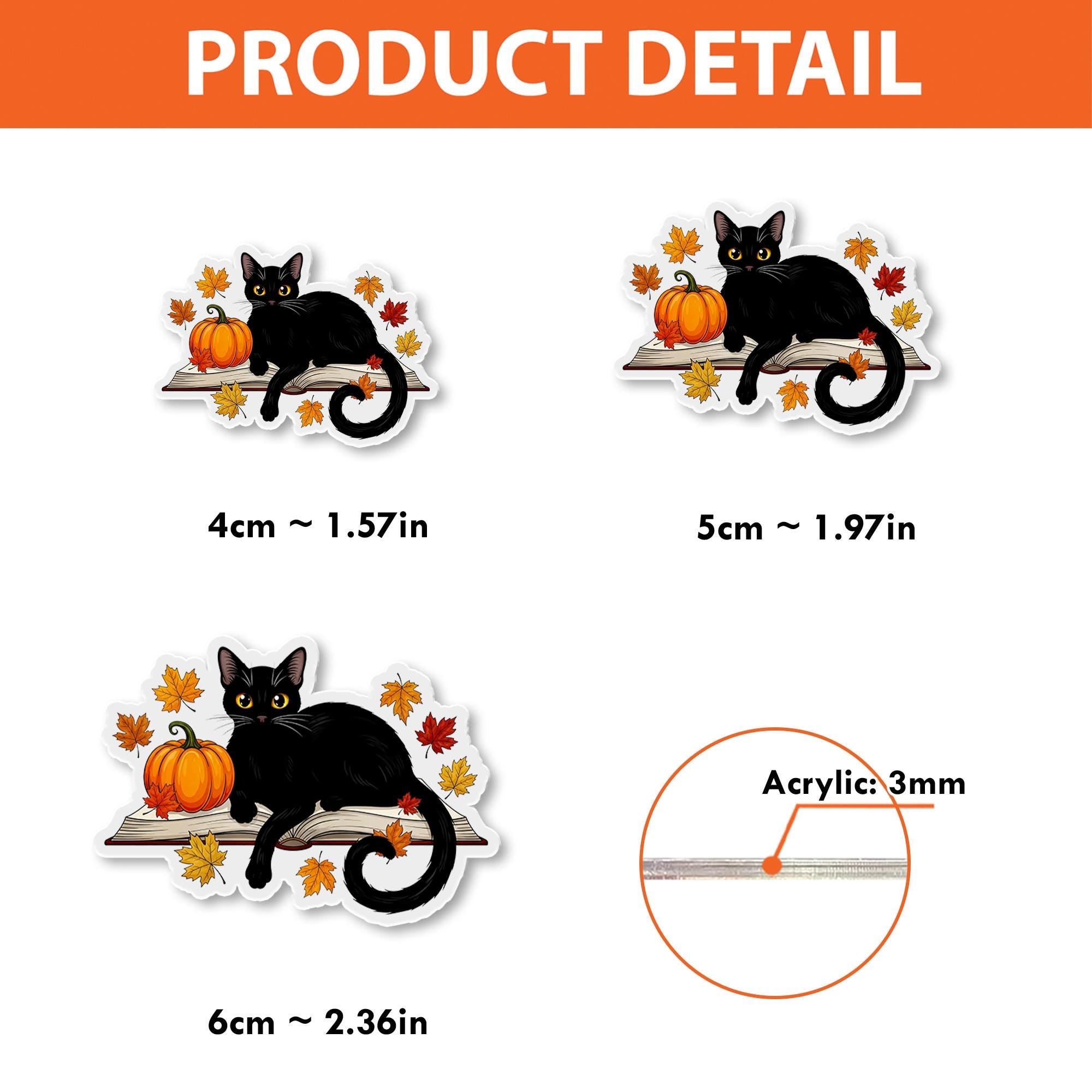 Black Cat Badge Reel with Pumpkin and Autumn Leaves, Cute Nurse ID Holder, Fall Halloween Retractable Badge Clip