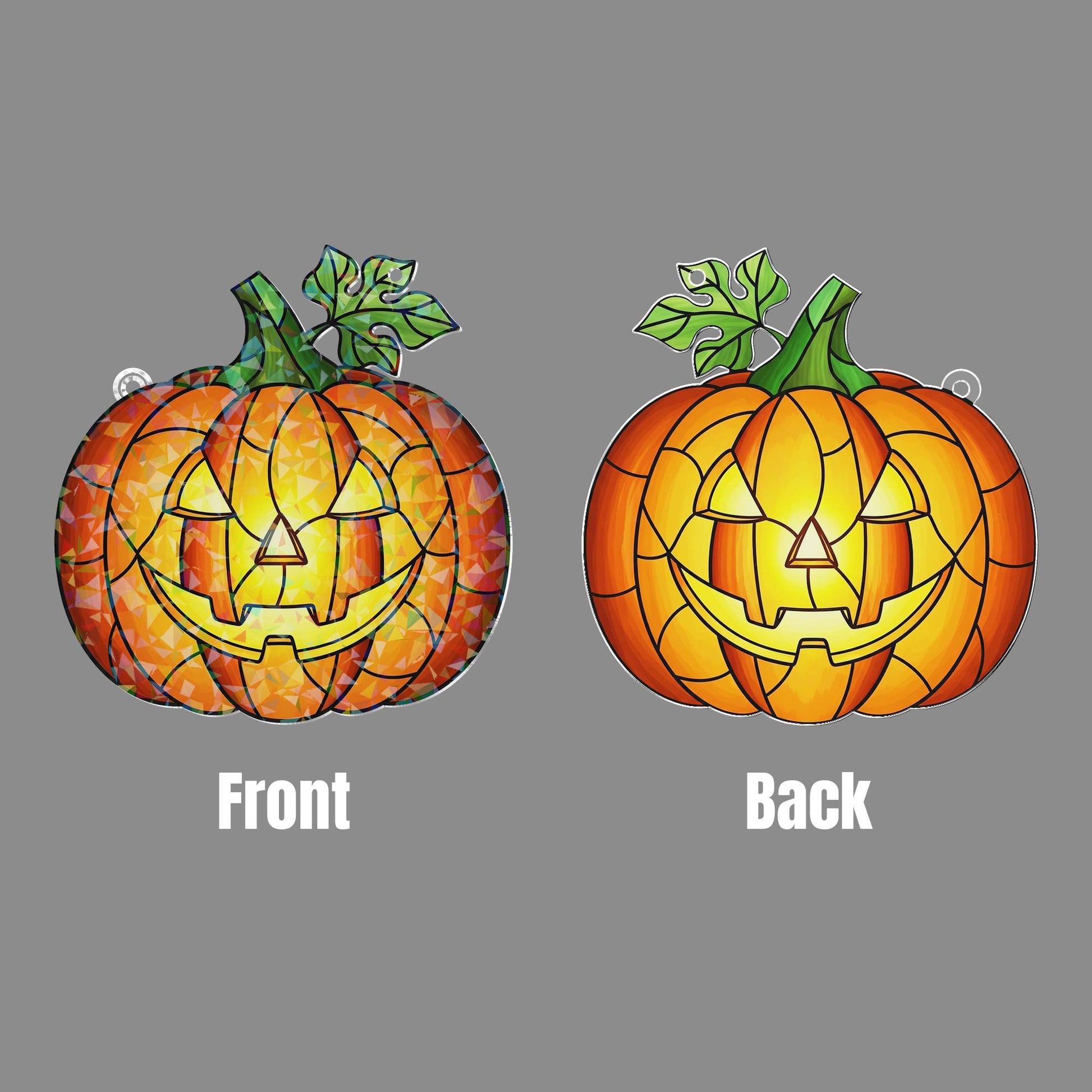 Halloween Pumpkin Hologram Window Hanging | Jack O Lantern Faux Stained Glass Decor | Spooky Fall Home & Party Decoration