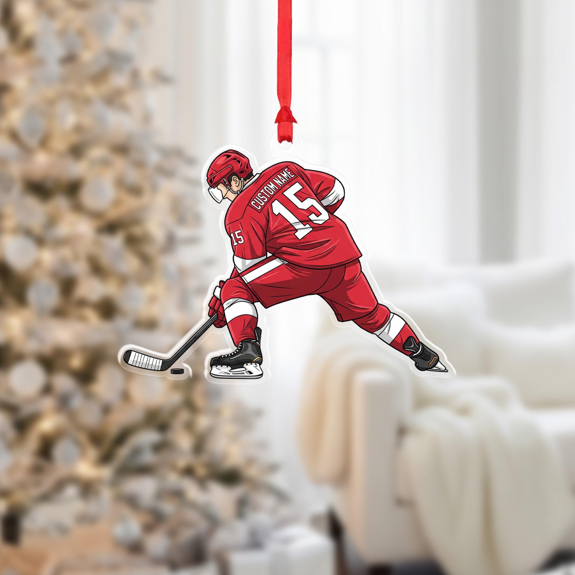 Personalized Hockey Ornament – Custom Name & Number Christmas Gift for Hockey Player, Team Sports Fan Keepsake