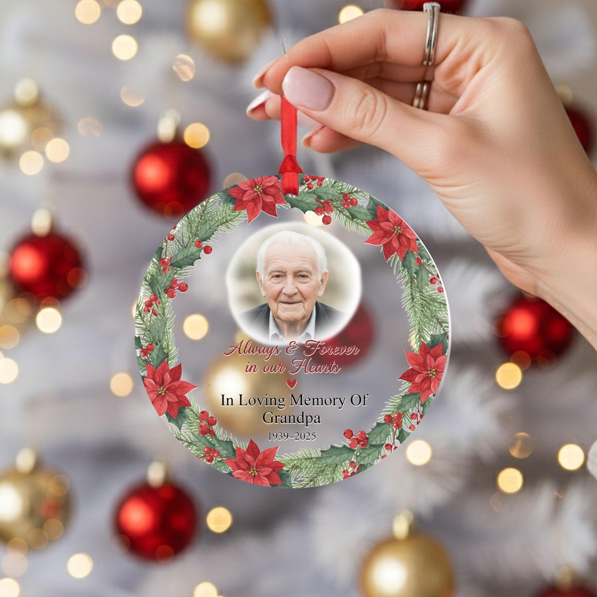 Custom Memorial Photo Ornament – Personalized In Loving Memory Keepsake Christmas Wreath