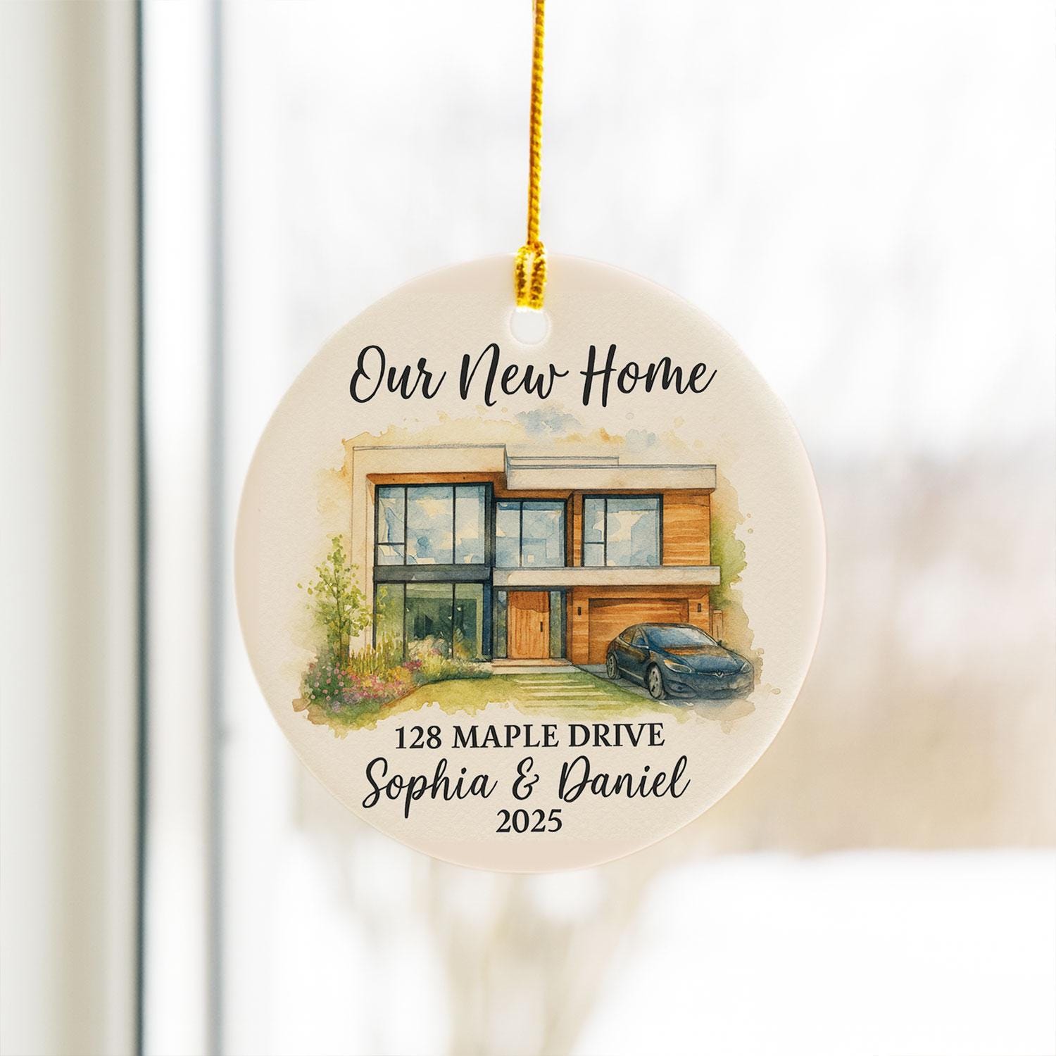 Personalized New Home Ceramic Ornament – Custom Address, Names & Year Housewarming Gift