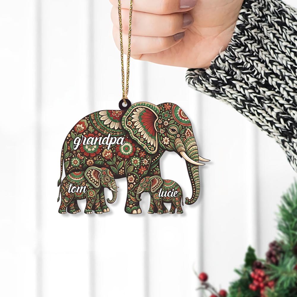 Personalized Family Animal Christmas Ornament: Bear, Elephant & Wolf