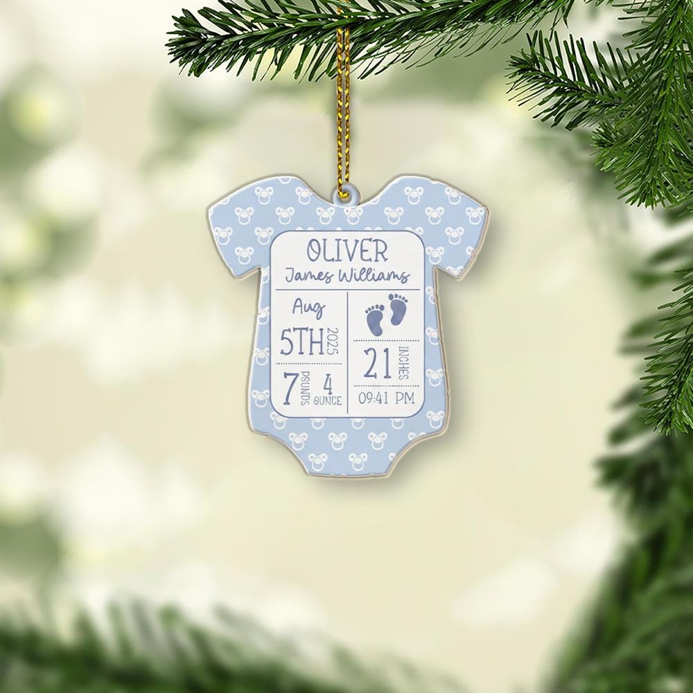 Personalized Baby Birth Stats Ornament: Custom Onesie Christmas Keepsake