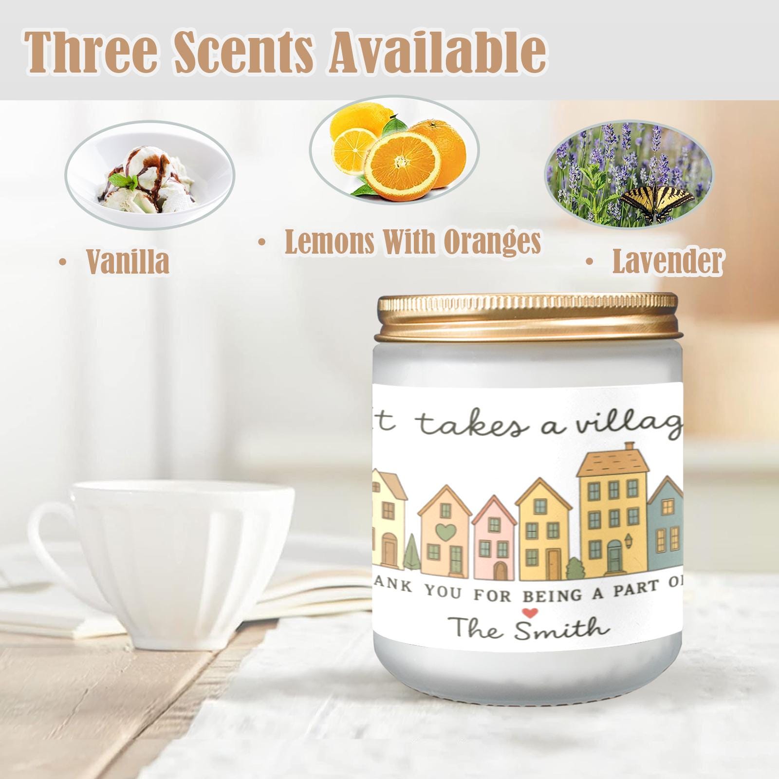 It Takes a Village Candle – Personalized Thank You Gift for Teachers, Friends, or Neighbors