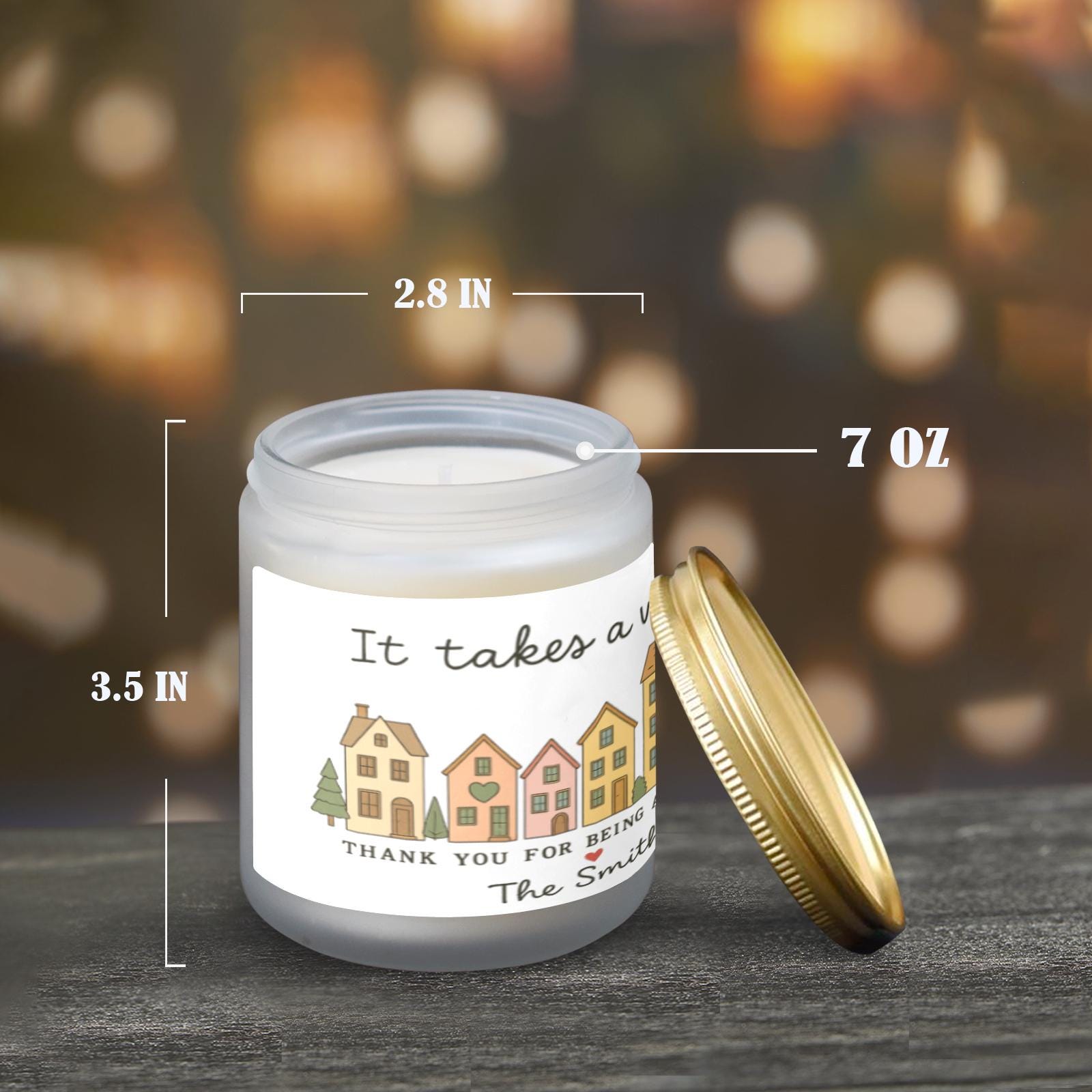 It Takes a Village Candle – Personalized Thank You Gift for Teachers, Friends, or Neighbors
