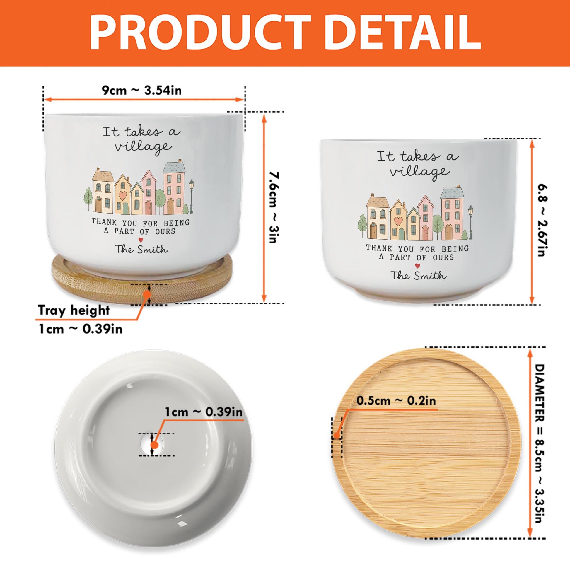 Personalized Ceramic Plant Pot: Teacher, Friend, Neighbor Thank You Gift