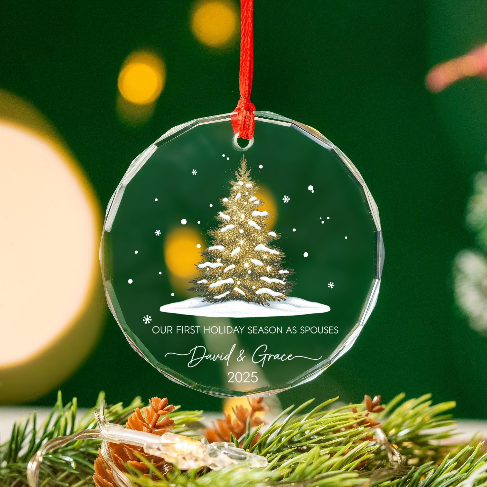 Personalized First Christmas Married Ornament 2025, Newlywed Gift, Custom Holiday Keepsake for Couples, Spouse Christmas Decor