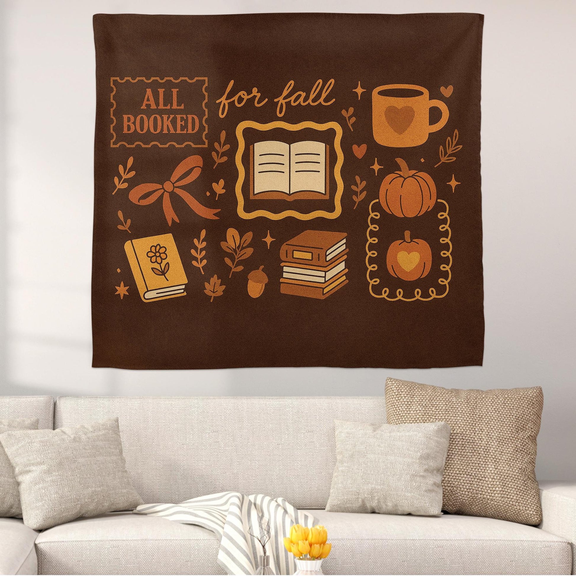 Autumn Book Tapestry: Cozy Fall Reading Nook Decor