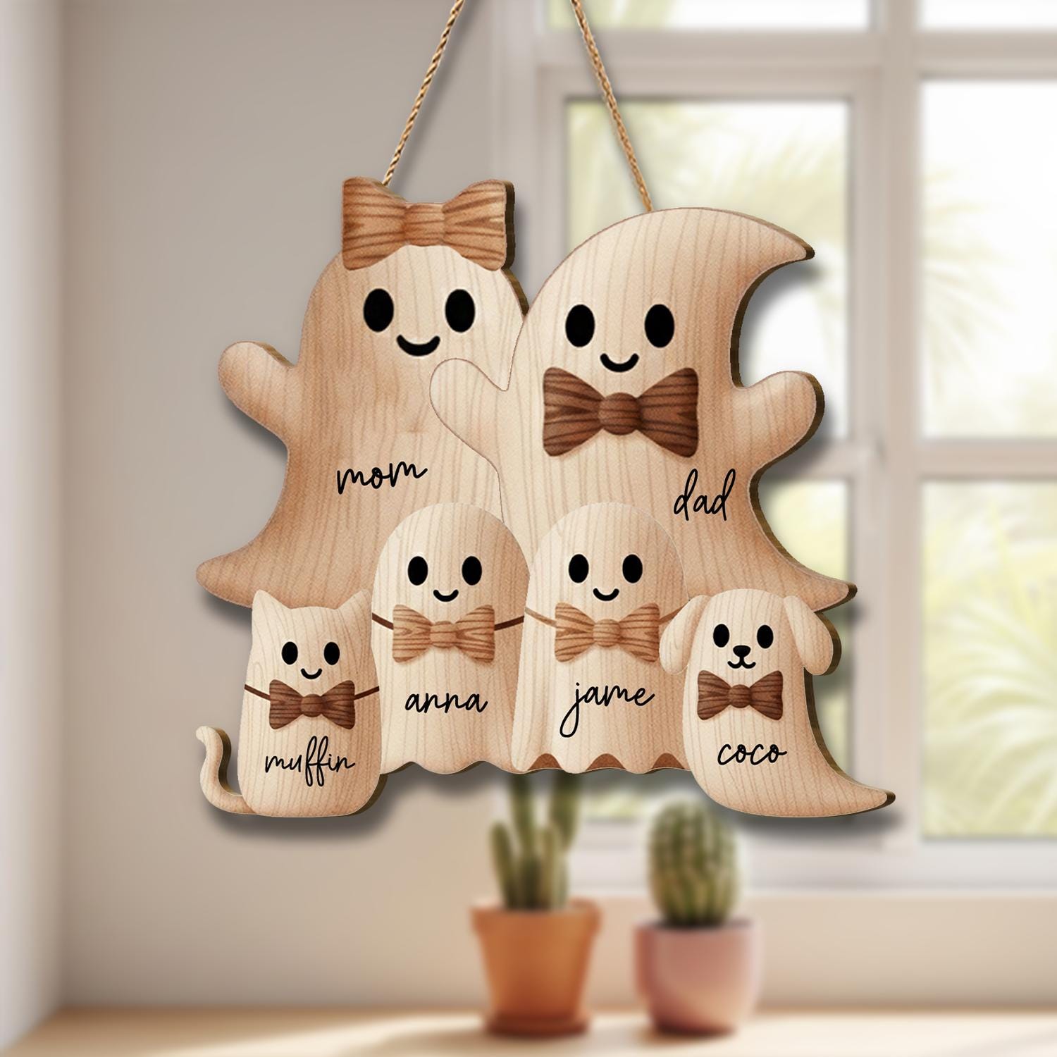 Personalized Ghost Family Door Hanger, Halloween Welcome Sign, Custom Family Name Ghost Decor, Cute Spooky Season Door Art, Fall Porch Decor
