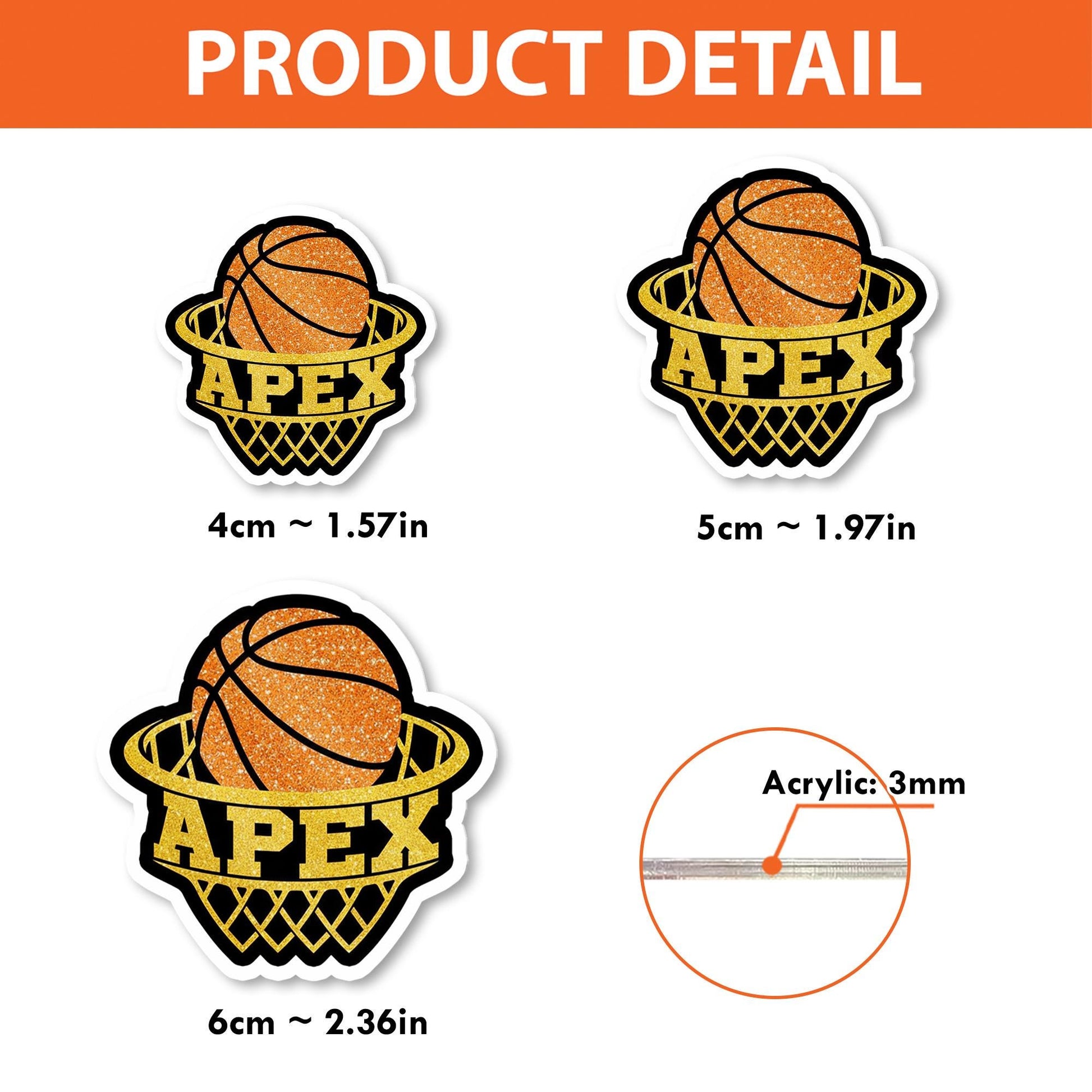 Basketball Badge Reel with Glitter, Sports Retractable ID Holder, Custom Glitter Badge Clip for Nurse, Student, Coach, or Fan