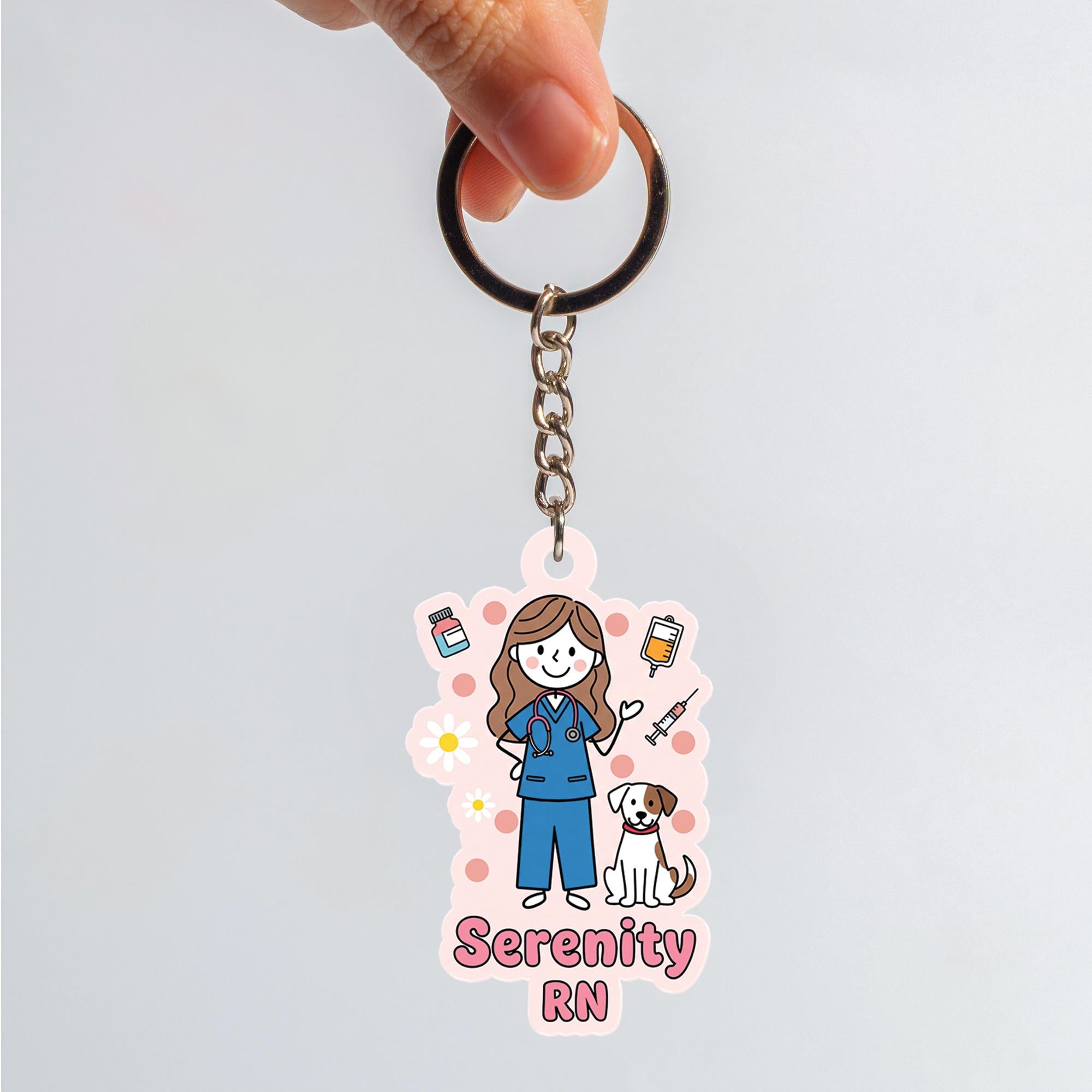 Custom Nurse Keychain: Personalized RN Gift, Acrylic Charm