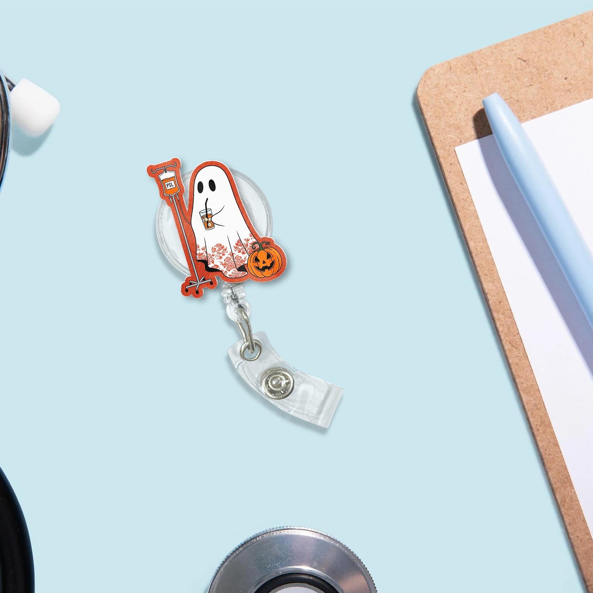 Halloween Ghost Badge Reel: Spooky Fall Work ID Clip