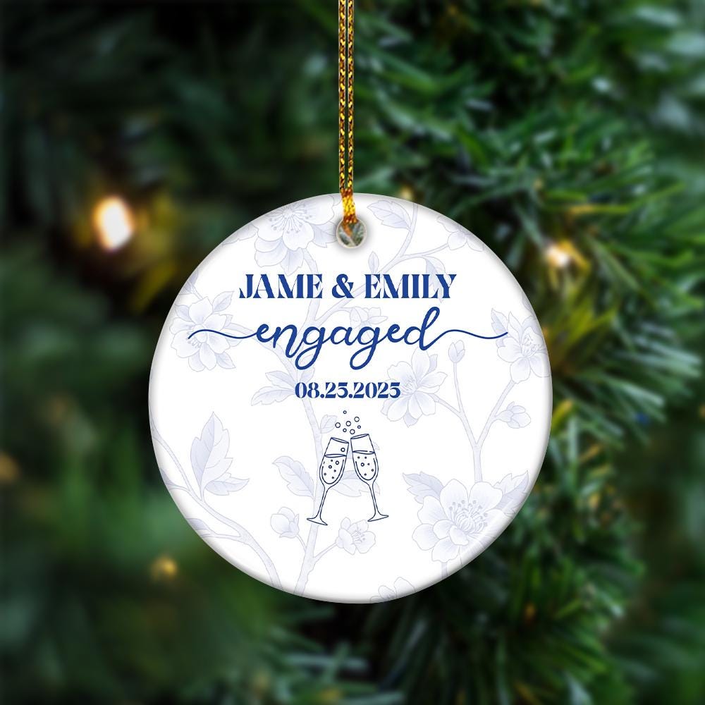 Engaged Ornament, Personalized Engagement Gift, Custom Engaged Christmas Ornament, Our First Christmas, Engaged Couple Gift