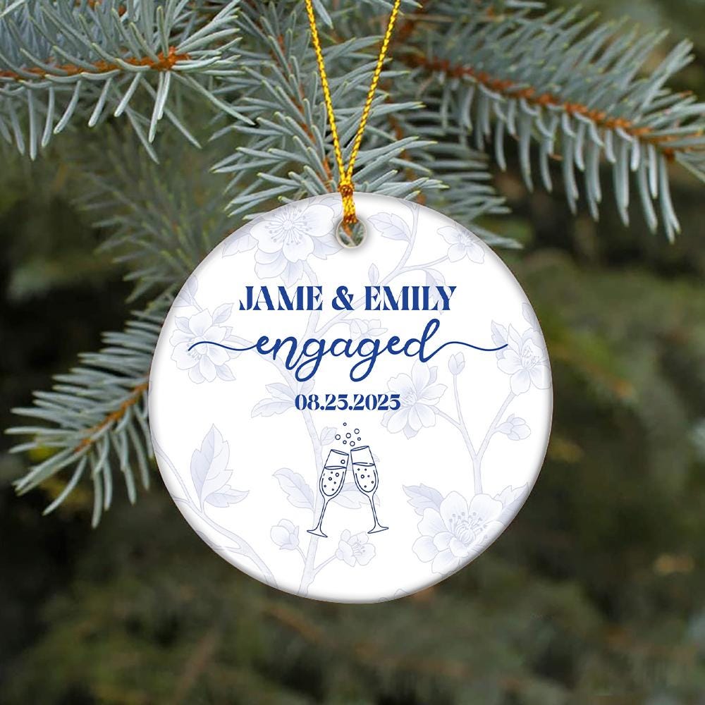 Engaged Ornament, Personalized Engagement Gift, Custom Engaged Christmas Ornament, Our First Christmas, Engaged Couple Gift