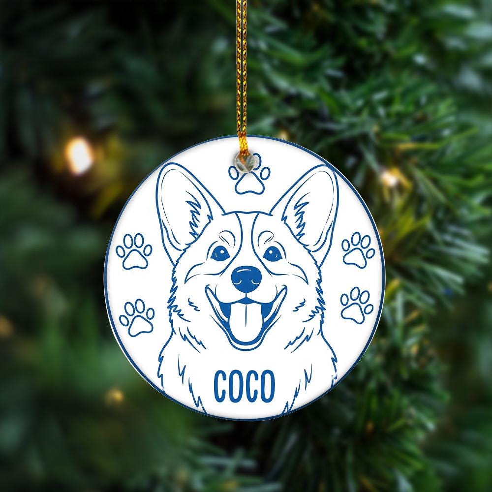 Personalized Dog Portrait Ornament: Custom Ceramic Pet Memorial