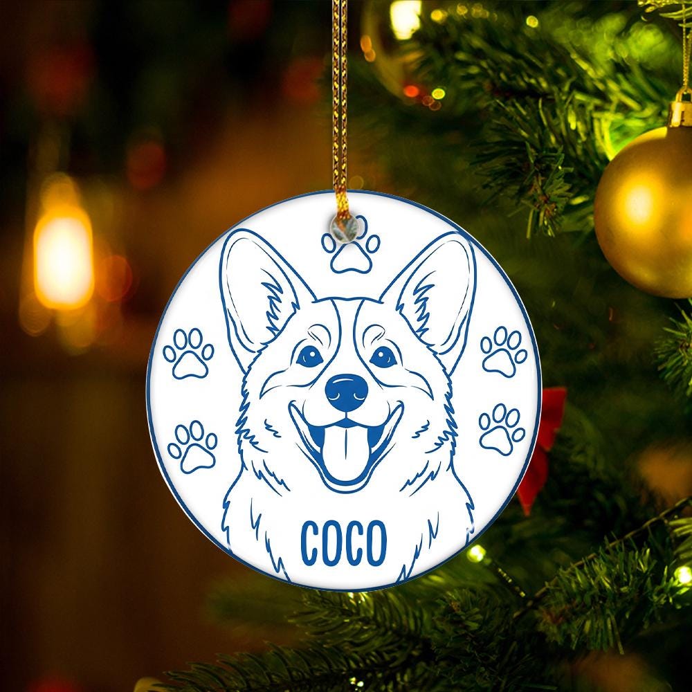 Personalized Dog Portrait Ornament: Custom Ceramic Pet Memorial