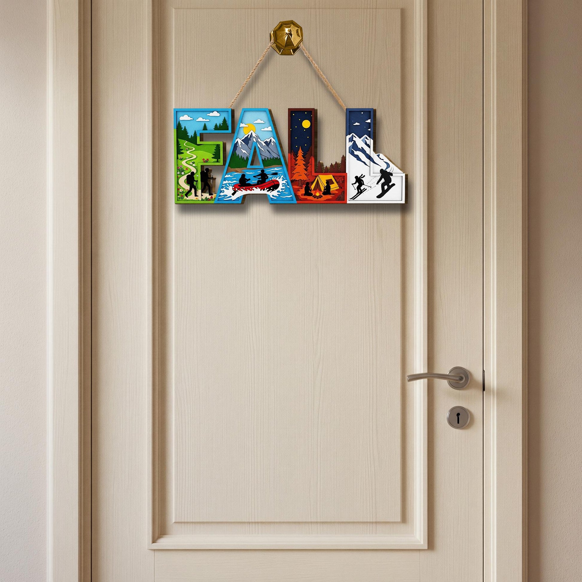 Rustic Fall Wooden Door Sign: Outdoor Adventure Decor