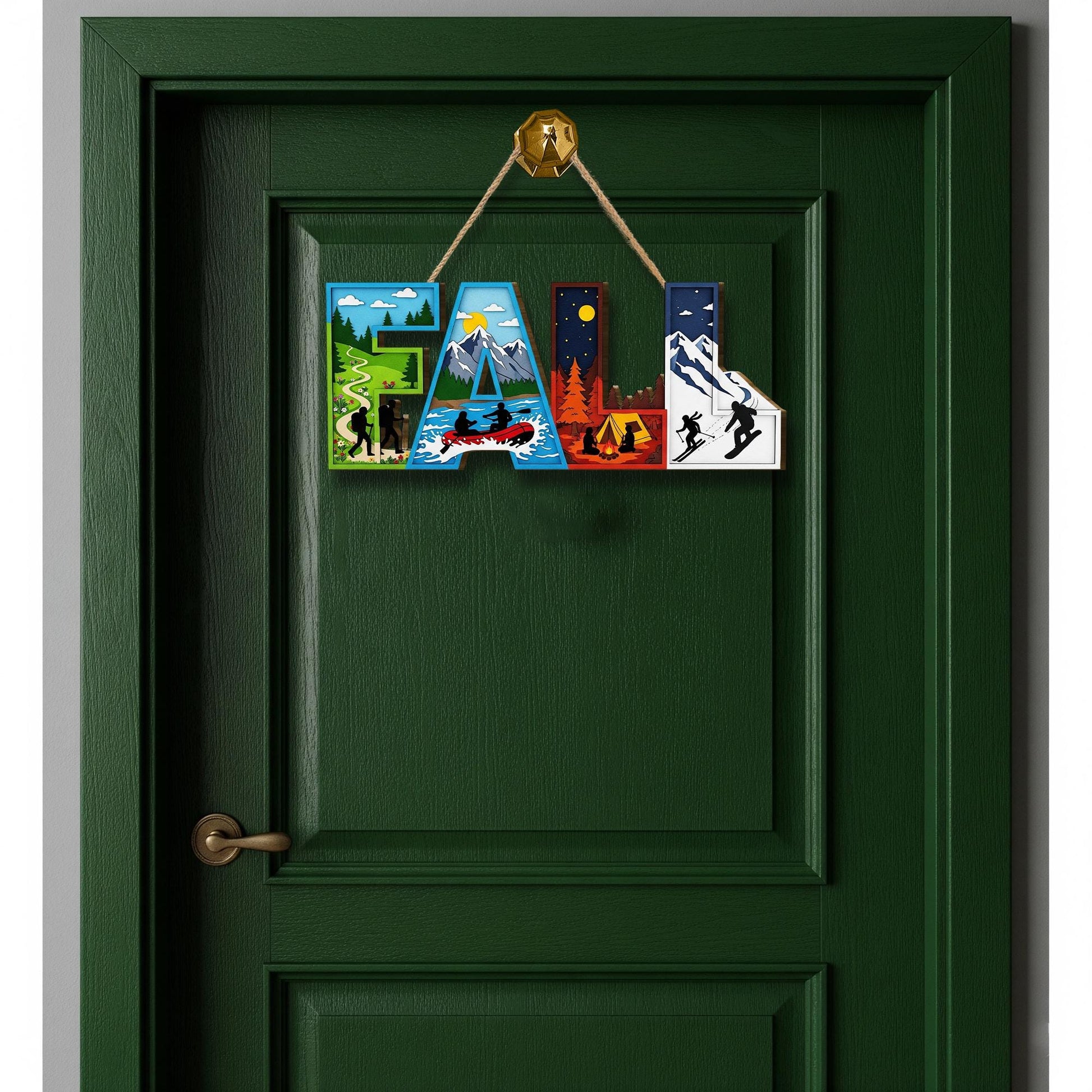 Rustic Fall Wooden Door Sign: Outdoor Adventure Decor