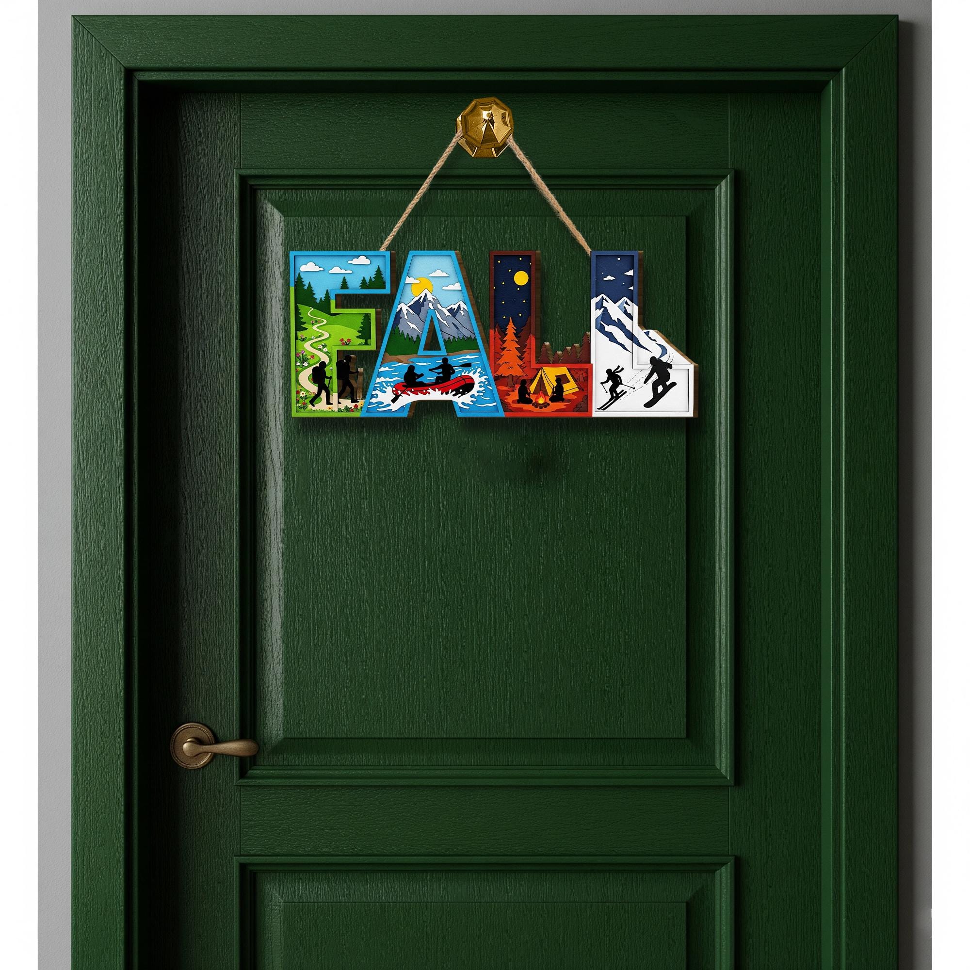 Rustic Fall Wooden Door Sign: Outdoor Adventure Decor