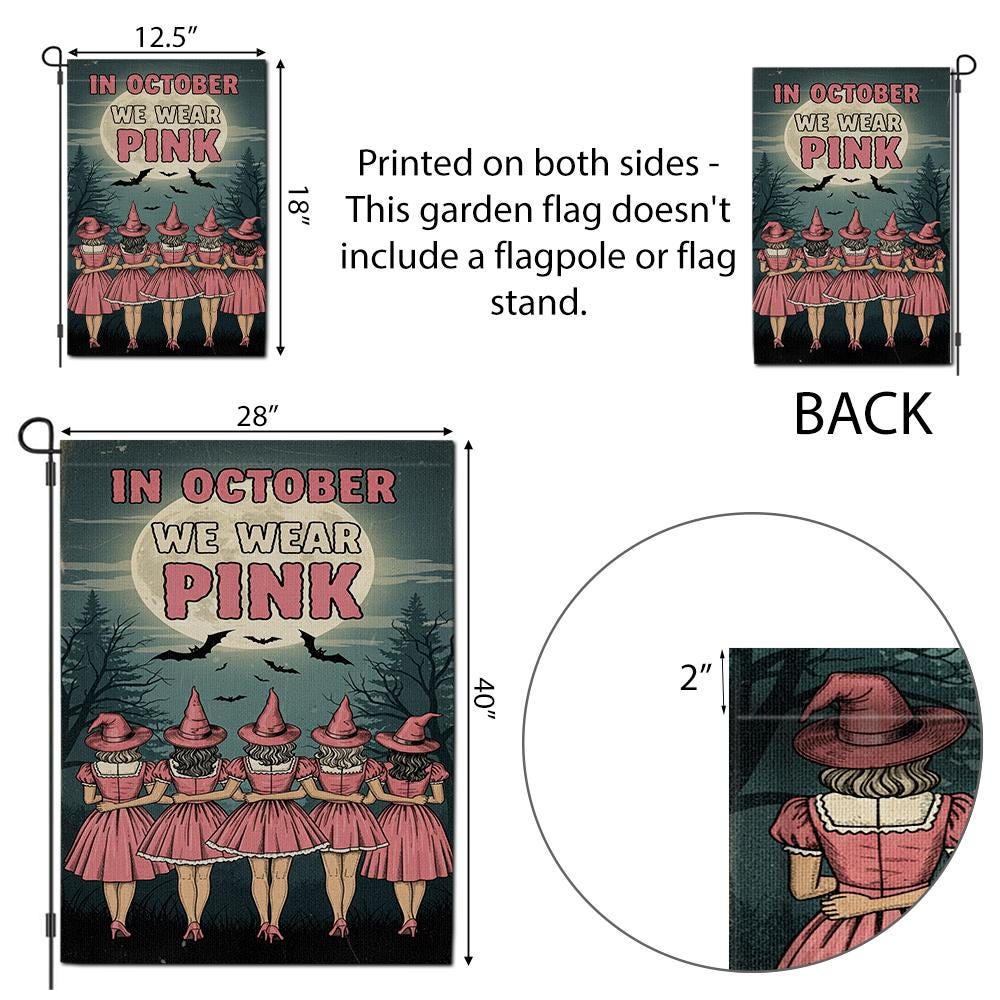 Breast Cancer Awareness Garden Flag: Pink Ribbon, Witchy Halloween Decor