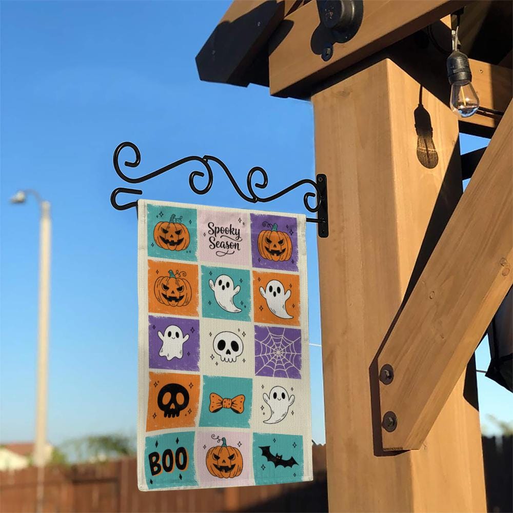 Halloween Garden Flag, Spooky Season Yard Flag, Cute Ghost & Pumpkin Decor, Fall Outdoor Art, Boo Welcome Flag, Autumn Porch Decor