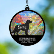 Custom Pet Memorial Ornament: Dog Silhouette Faux Suncatcher Keepsake