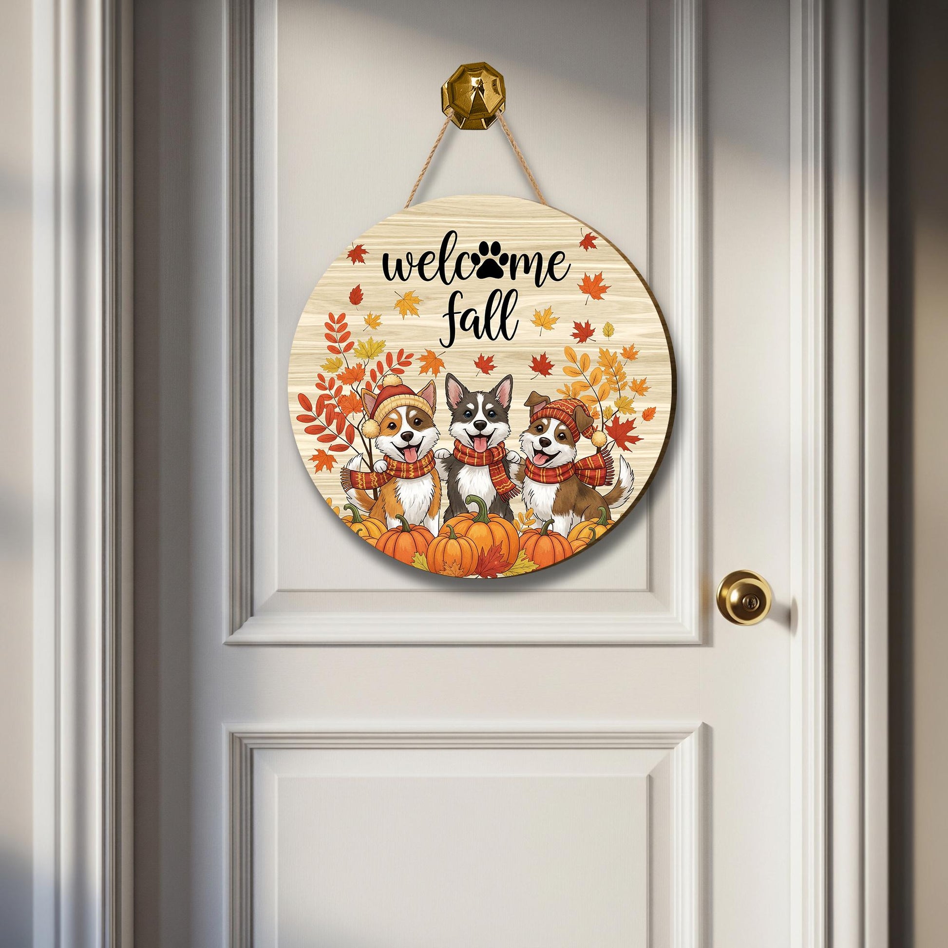 Fall Corgi Door Hanger: Halloween Pumpkin Decor, Corgi Lover Gift