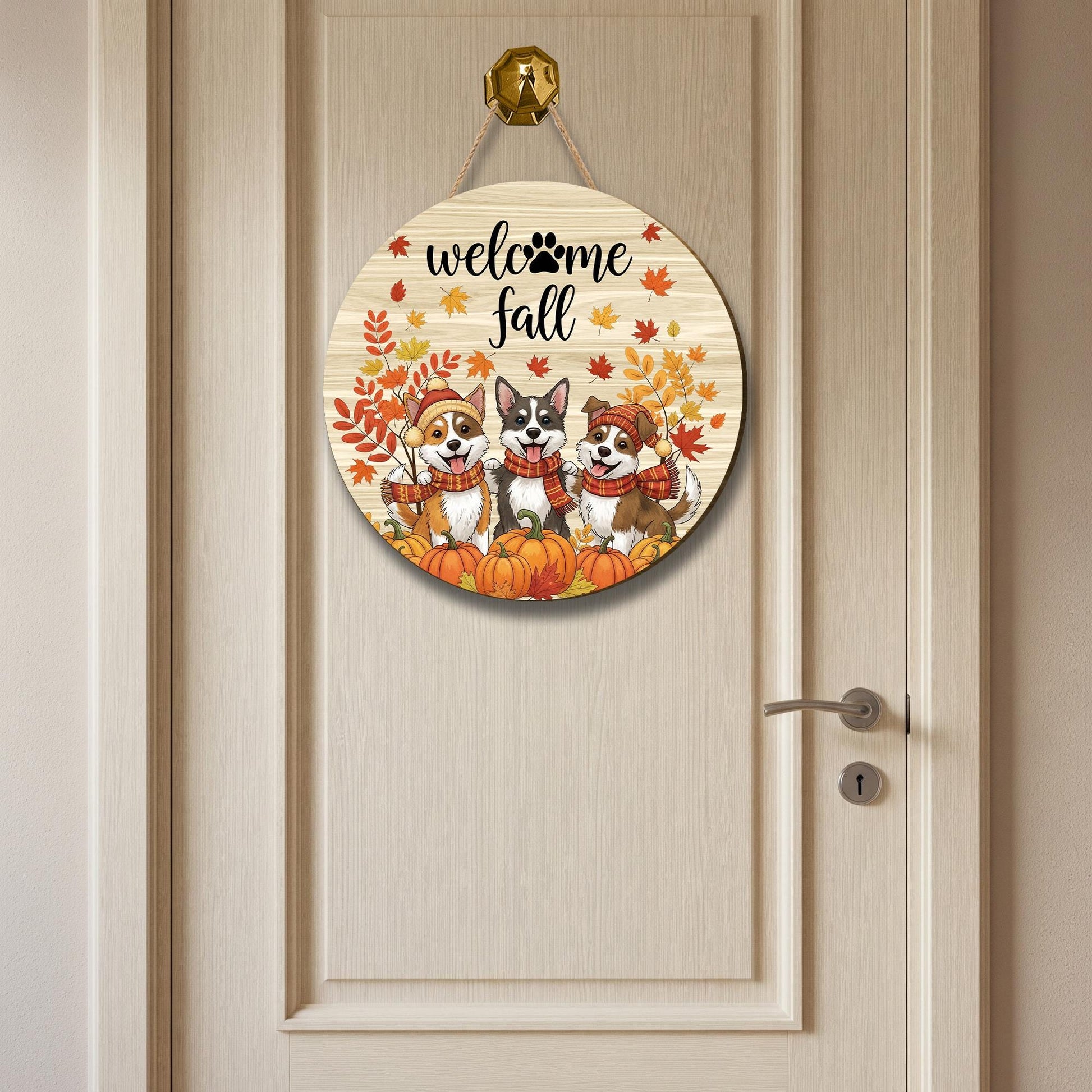 Fall Corgi Door Hanger: Halloween Pumpkin Decor, Corgi Lover Gift