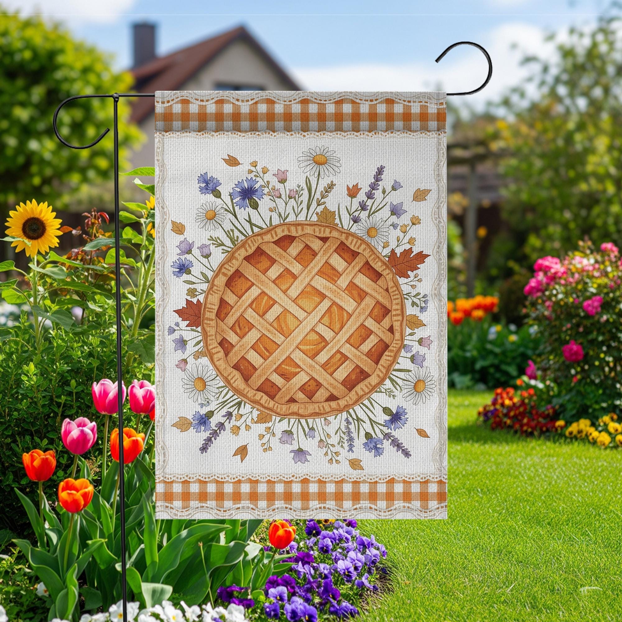 Fall Pie Garden Flag: Rustic Autumn Thanksgiving Decor