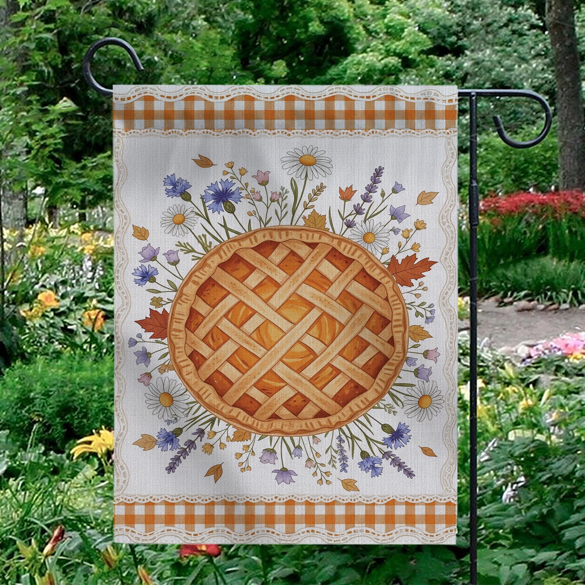 Fall Pie Garden Flag: Rustic Autumn Thanksgiving Decor