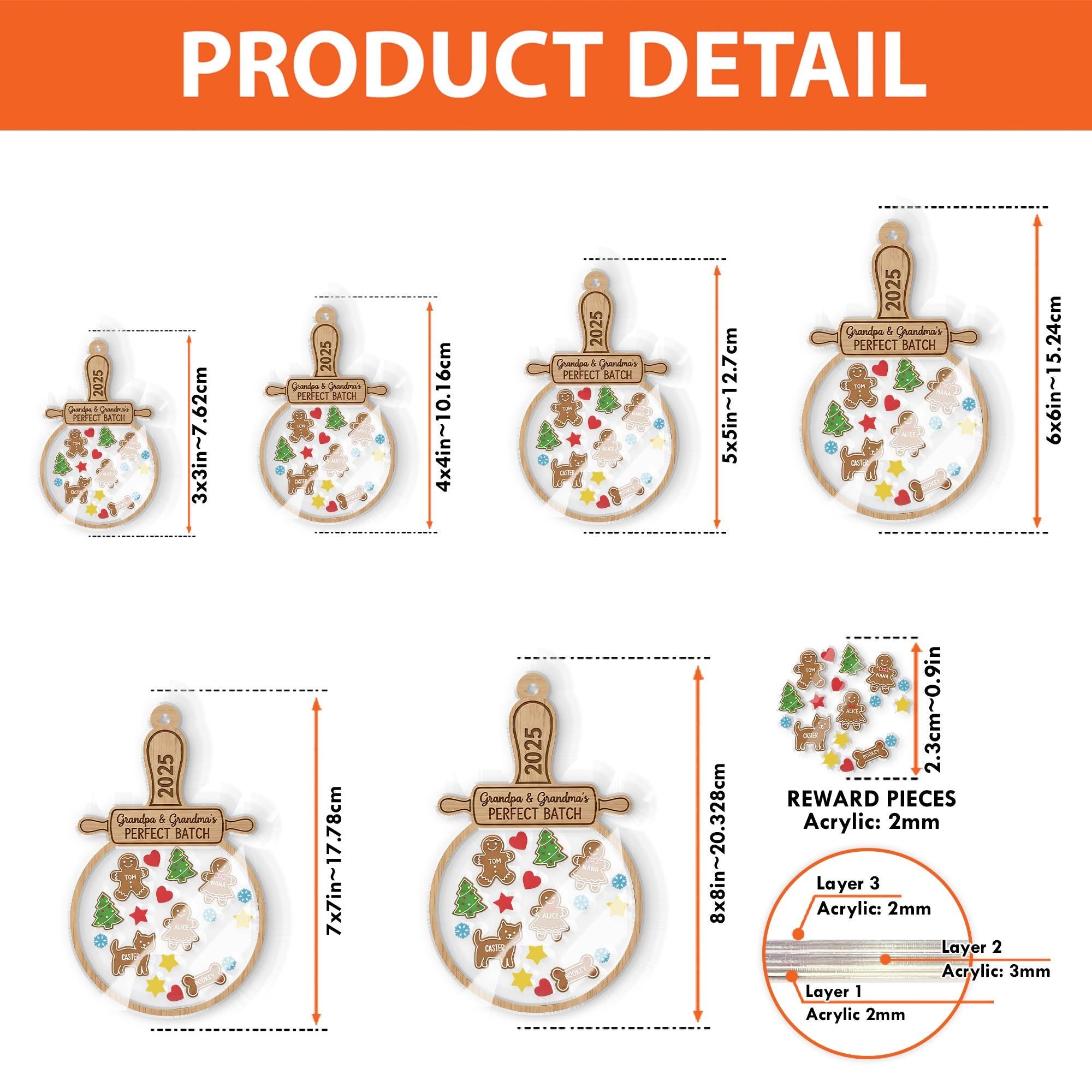 Grandparents Christmas Ornament – Personalized Gingerbread Family Shaker Keepsake with Custom Names