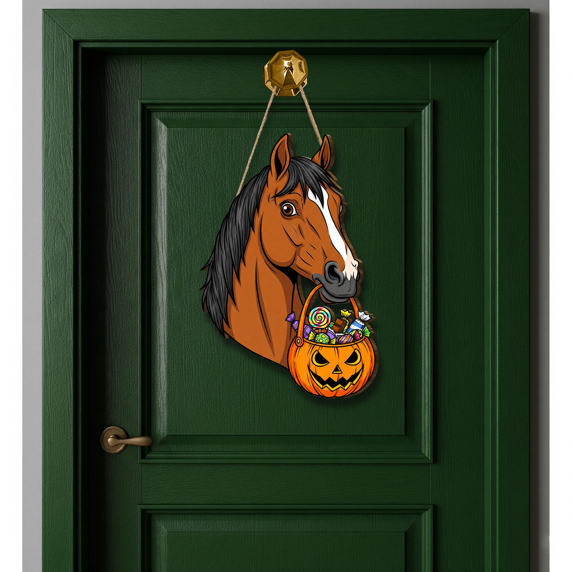 Horse Halloween Door Hanger: Funny Trick or Treat Farmhouse Decor