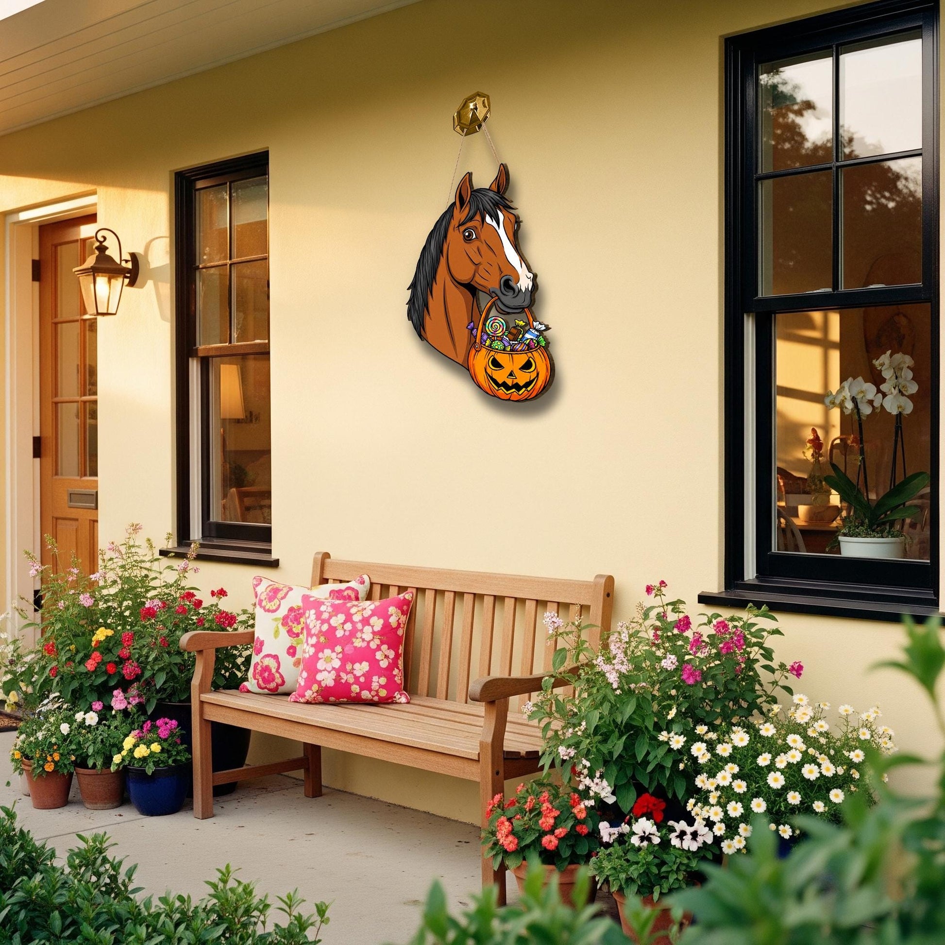 Horse Halloween Door Hanger: Funny Trick or Treat Farmhouse Decor