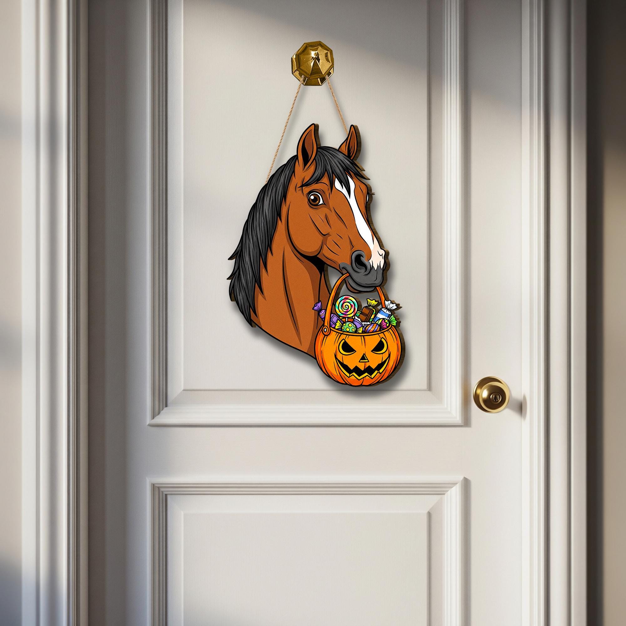 Horse Halloween Door Hanger: Funny Trick or Treat Farmhouse Decor